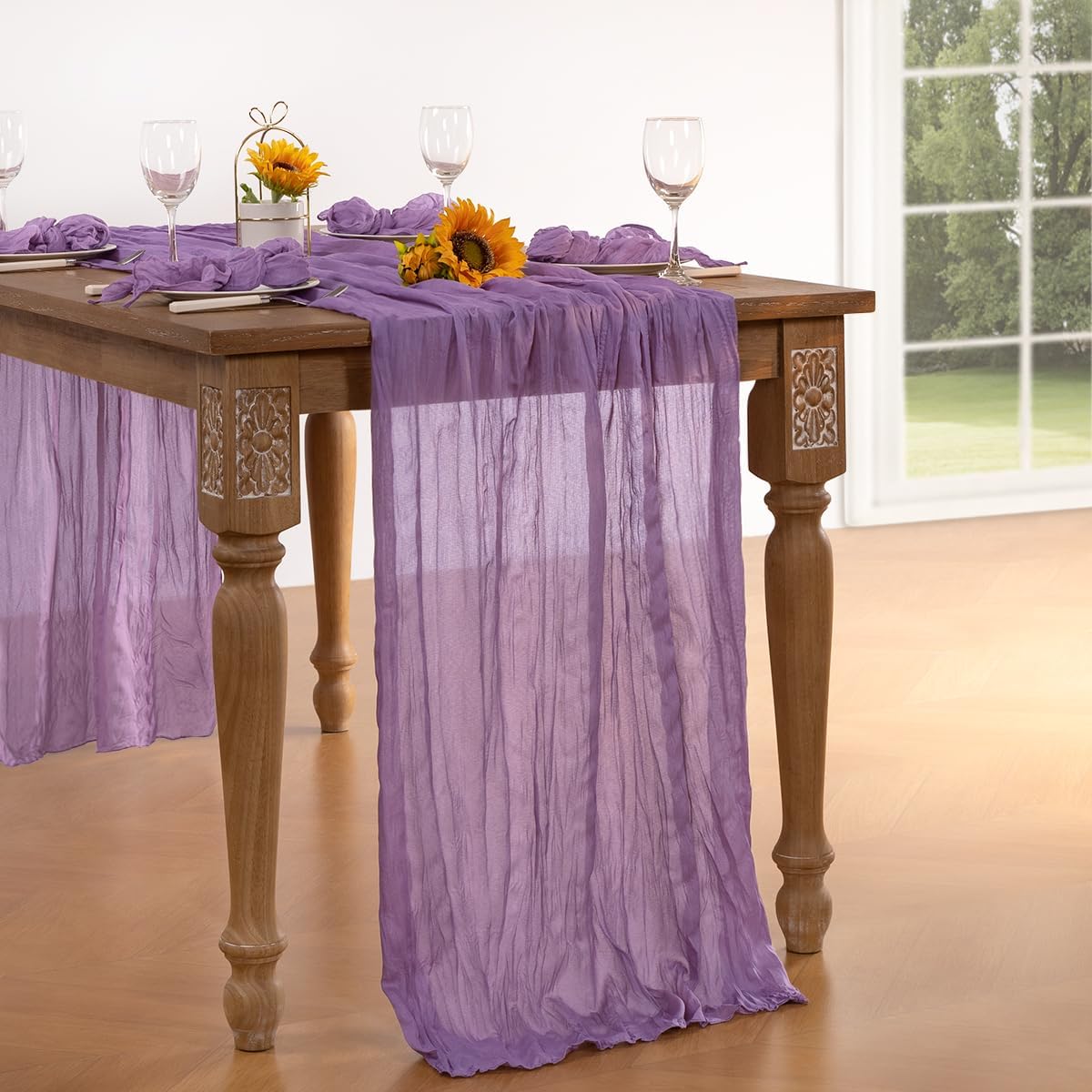 Lavender Purple Cheesecloth Table Runner 10 Pack Fall Table Runners Boho Gauze 120 Inches Cheese Cloth Fall Table Decorations for Thanksgiving Wedding Bridal Baby Shower Birthday Garden Party