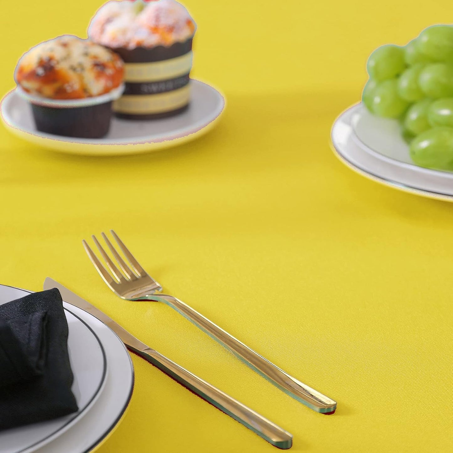 70 inch Round Tablecloth Washable Polyester Table Cloth Decorative Table Cover for Wedding Party Dining Banquet(70 inch,Yellow)