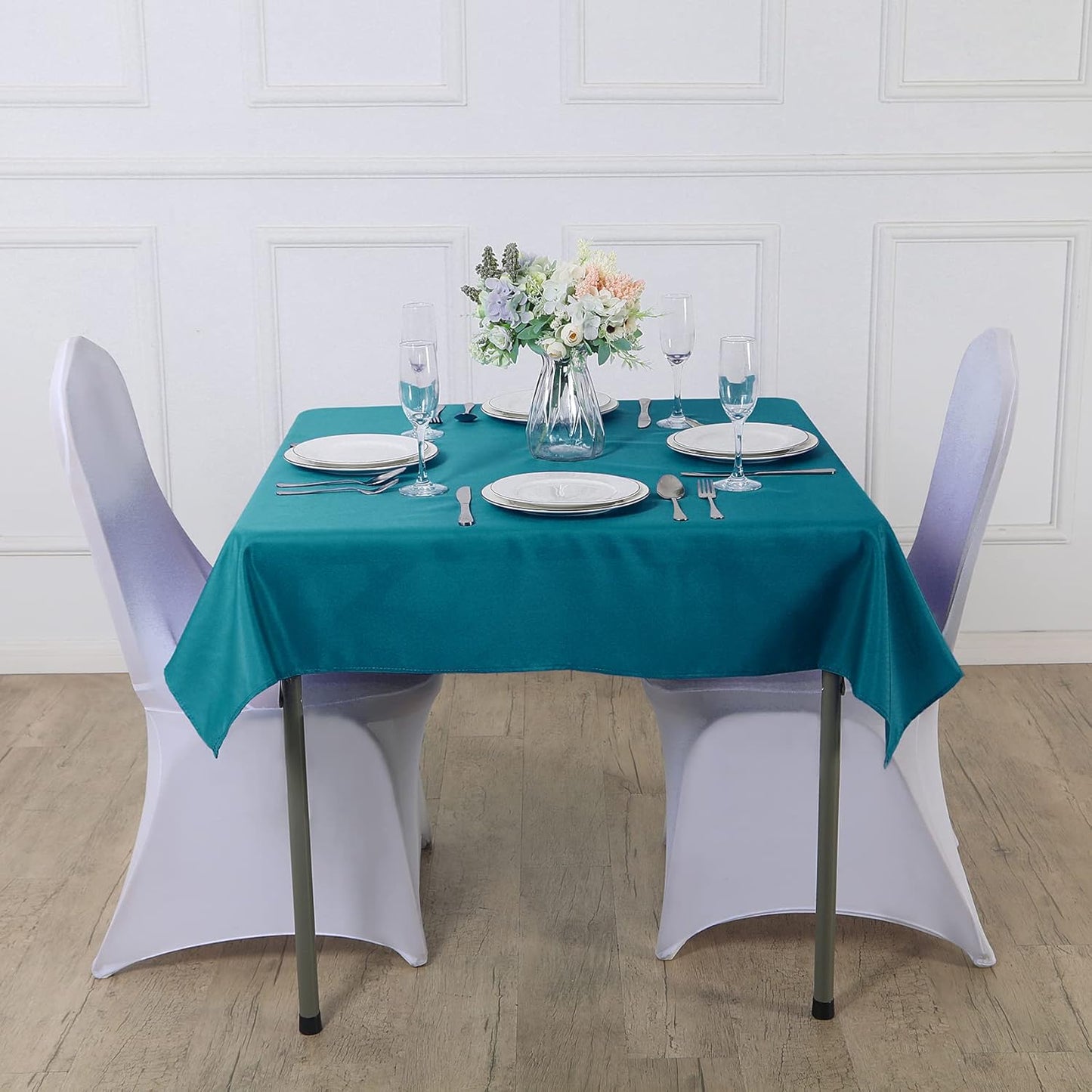 Cupuamon Square Tablecloth 52x52 inch Washable Polyester Fabric Table Cloth for Wedding Party Dining Banquet Decoration(52x52,Caribbean Blue)