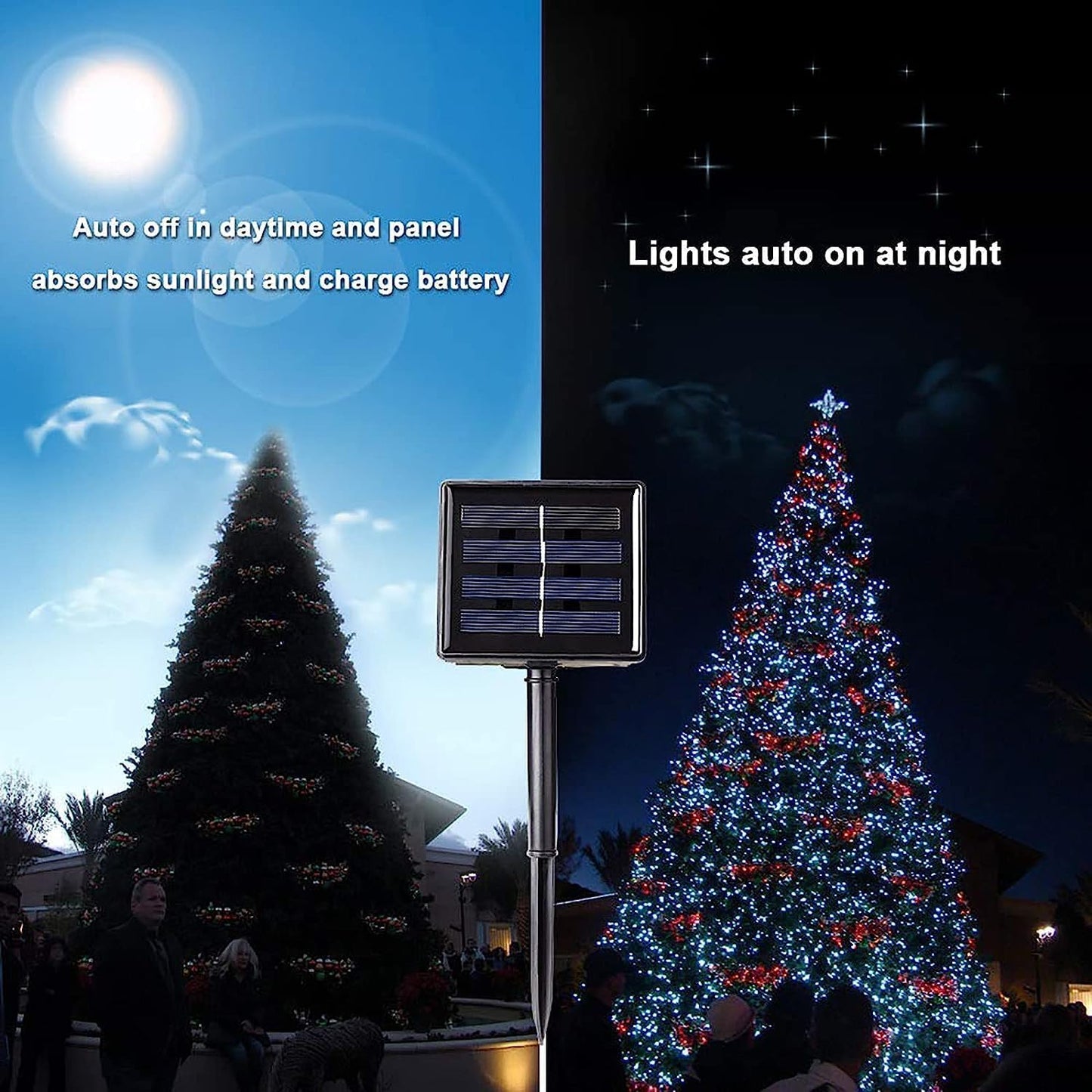 Toodour Solar Christmas Lights, 72ft 200 LED 8 Modes Outdoor Christmas String Lights, Waterproof Solar String Light for Xmas Tree, Fence, Holiday, Party, Balcony, Outdoo Xmas Decorations - Warm White
