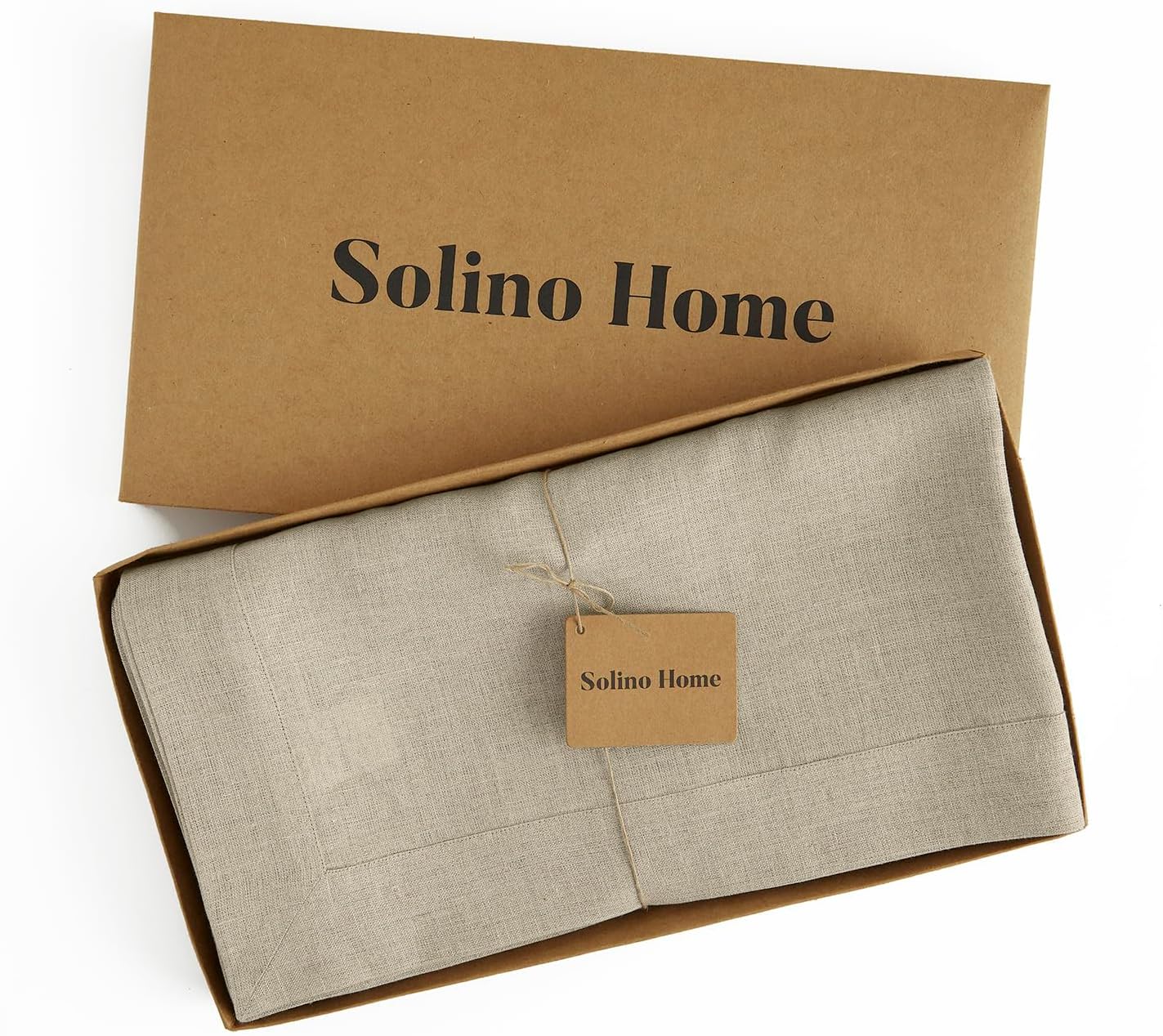 Solino Home Natural Linen Tablecloth 60 x 84 Inch - 100% Pure Linen Table Cloth for Rectangle Tables - Fete, Machine Washable Tablecloth for Fall, Autumn, Thanksgiving, Christmas, Holiday