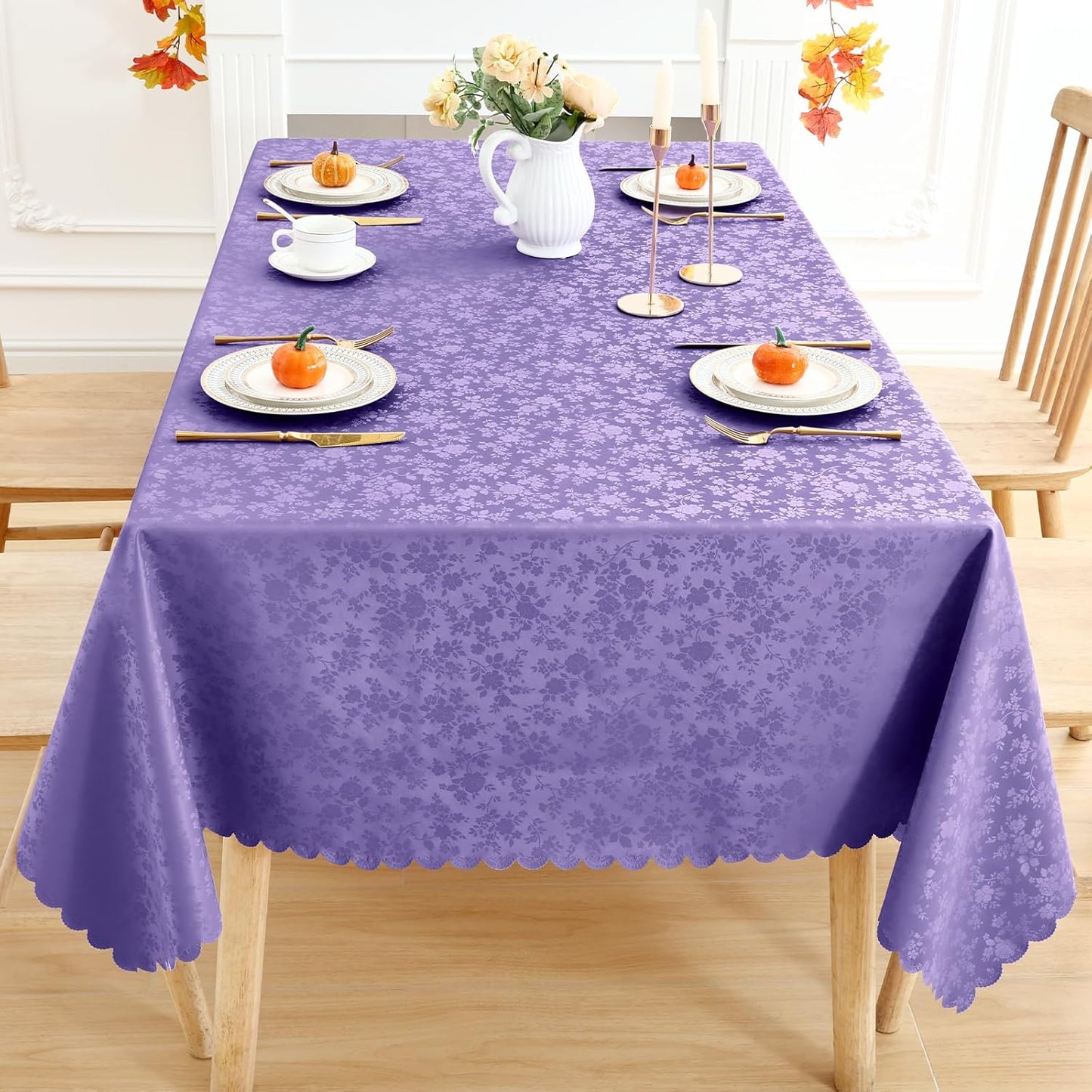 Smiry Rectangle Table Cloth, Waterproof Heavy Duty Vinyl Tablecloths, Wipeable Washable Table Cover for Kitchen and Dining Room (Purple, 52" X 70")