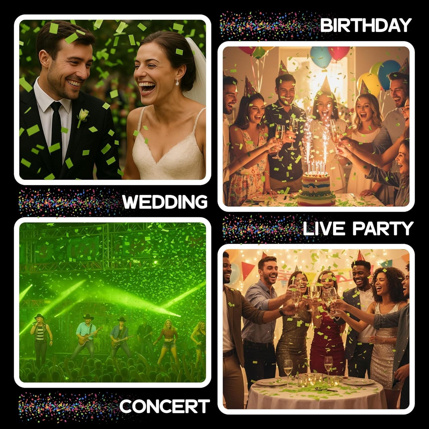 Ultimate Confetti, Rectangular Biodegradable Confetti – light Green Fluttering Tissue Paper Confetti for Cannon and Launcher use - Wedding Confeti, Birthday, Parties and Live Events - 1 lb, 16 oz