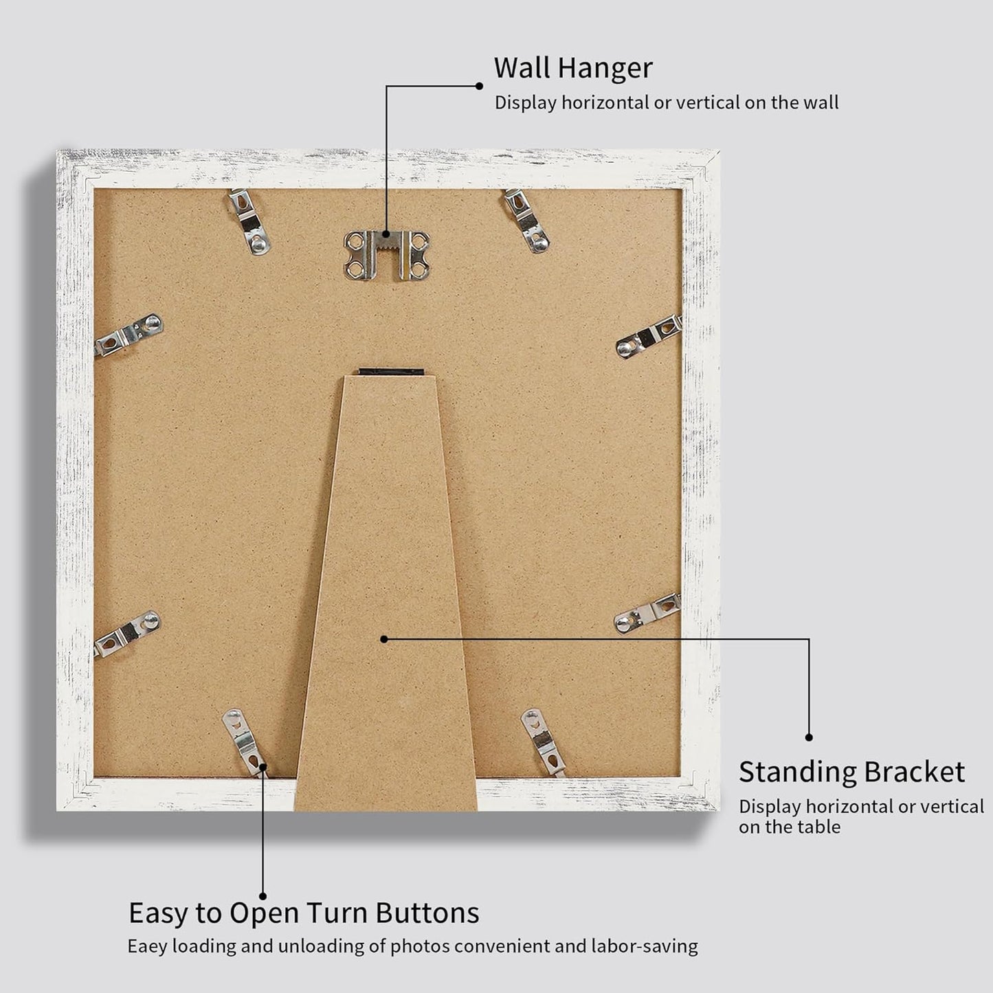12x12 Picture Frame Set of 4 with Tempered Glass, Display 10x10 Picture with Mat or 12 x 12 Without Mat, Mixed Color Wood Photo Frames for Tabletop Display and Wall Mounting