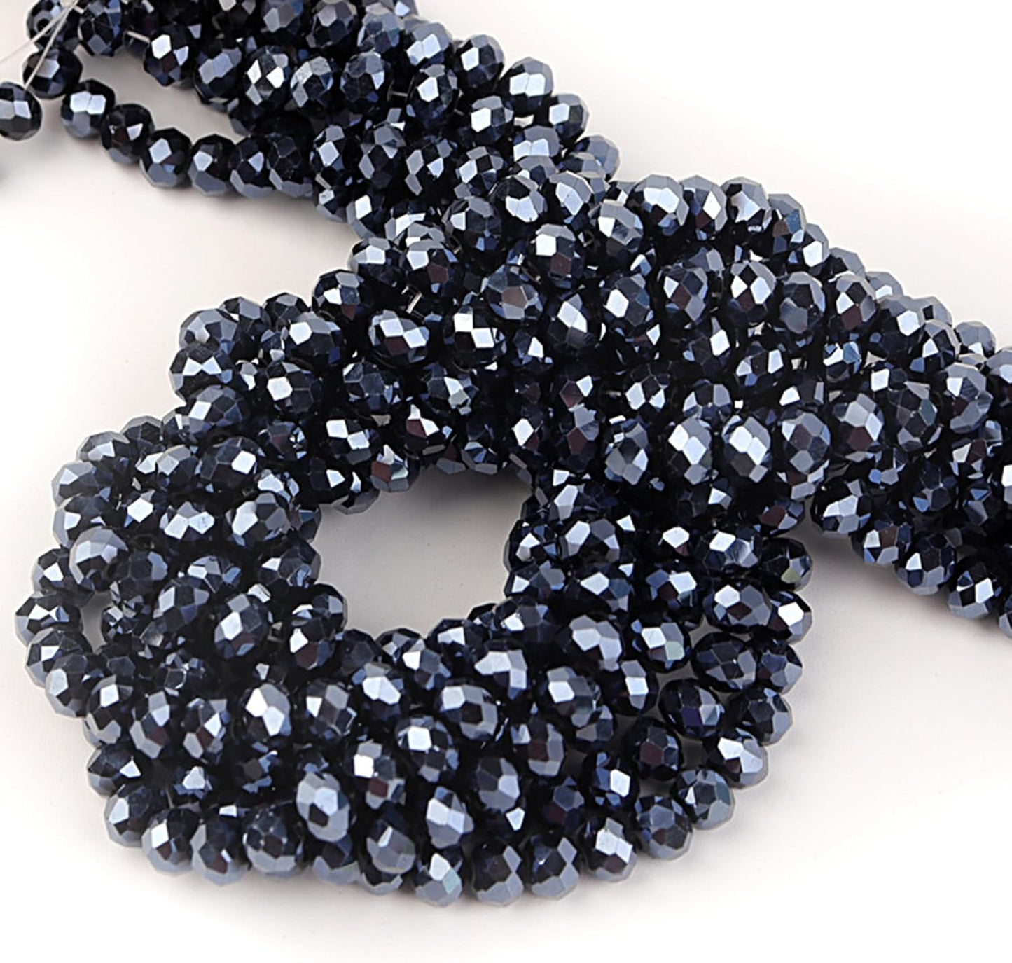 220Pcs 10mm Crystal Glass Beads for Jewelry Making Beads for Bracelets Necklace Pendants Making Supplies(Navy Blue)