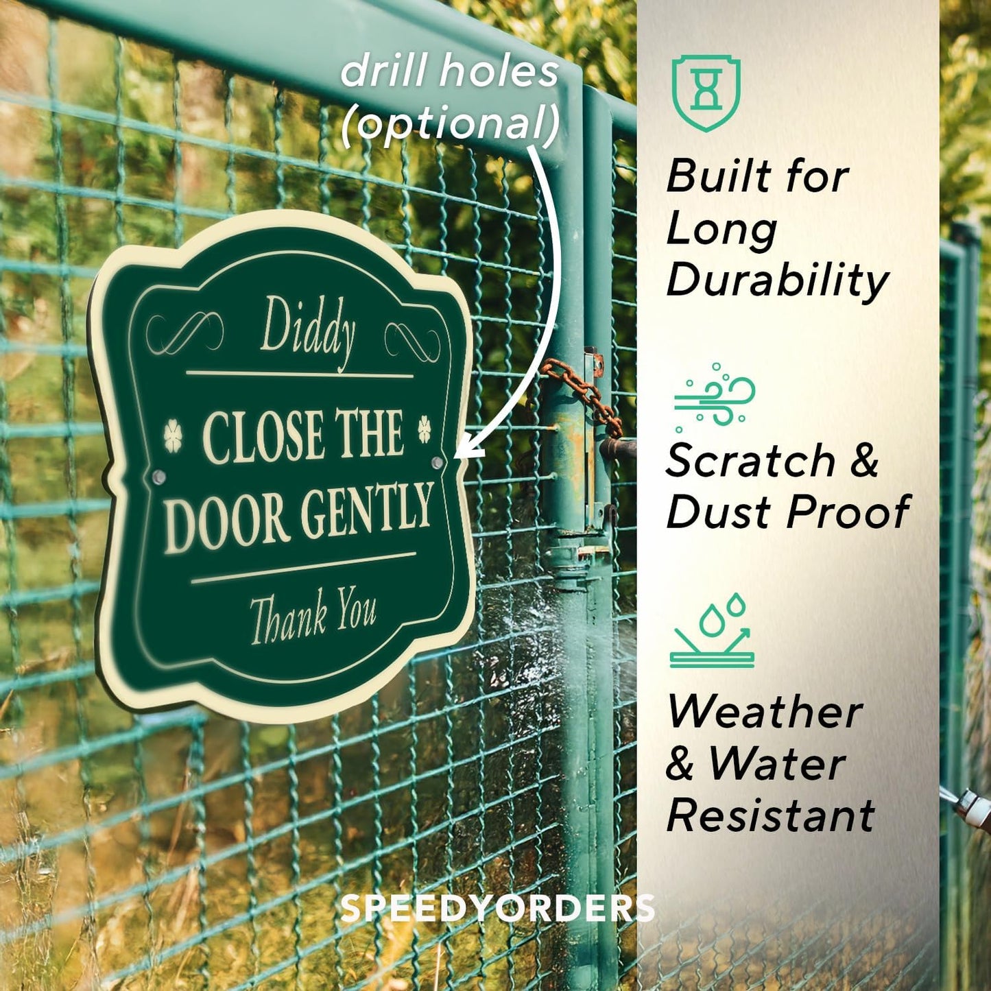Custom Decorative Outdoor Metal Sign - Personalized Aluminum Driveway Sign, Waterproof, Made in USA - Design 3 Forest Green 42x28 In