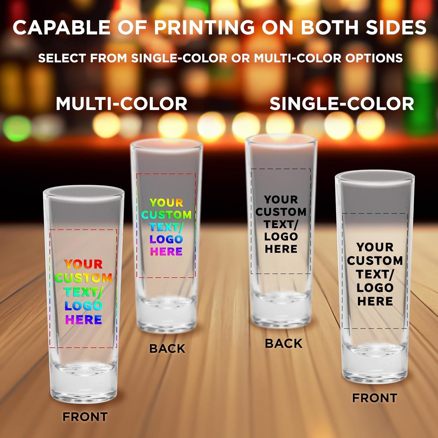 Custom Cordial Shooter Shot Glasses 2 oz. Set of 50, Personalized Bulk Pack - Great for Birthdays, Parties, Indoor & Outdoor Events - Clear