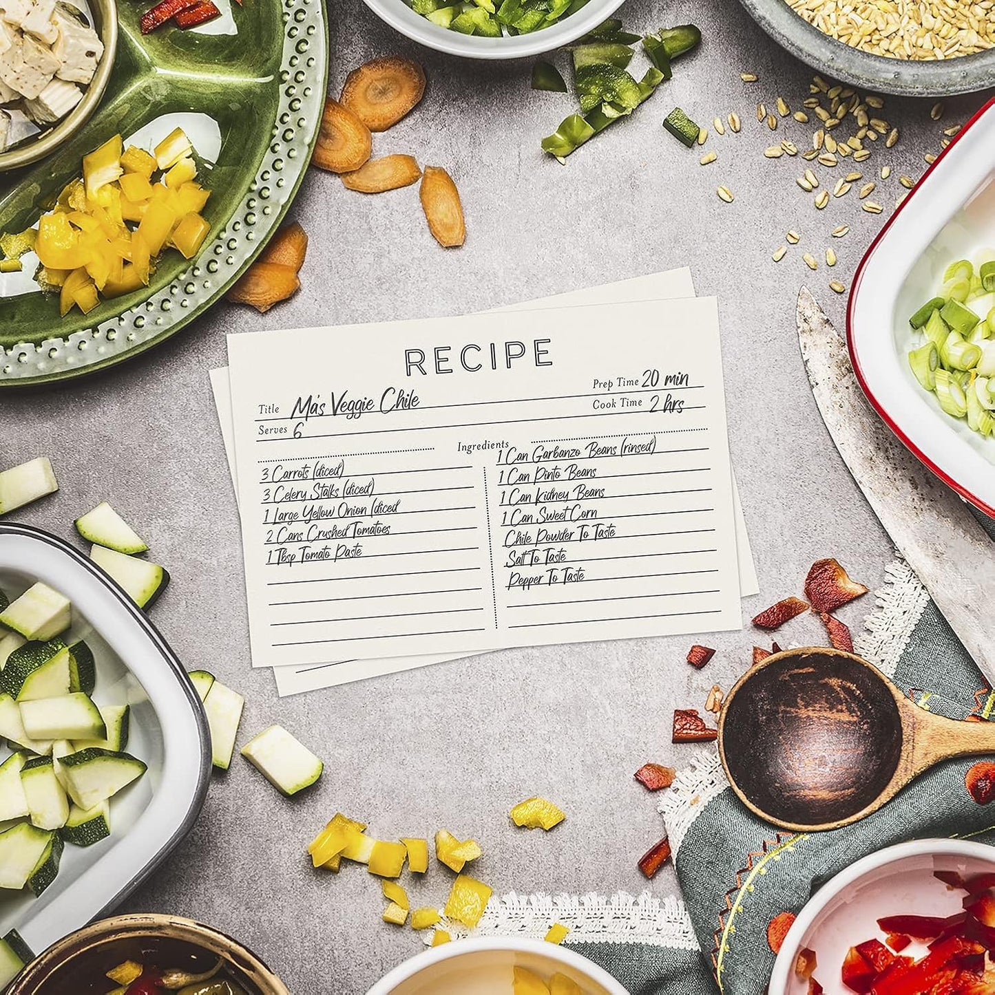 Jot & Mark Recipe Cards 5x7 Inches Blank Double Sided, 50 Count (Modern Minimal) - Menu Cards