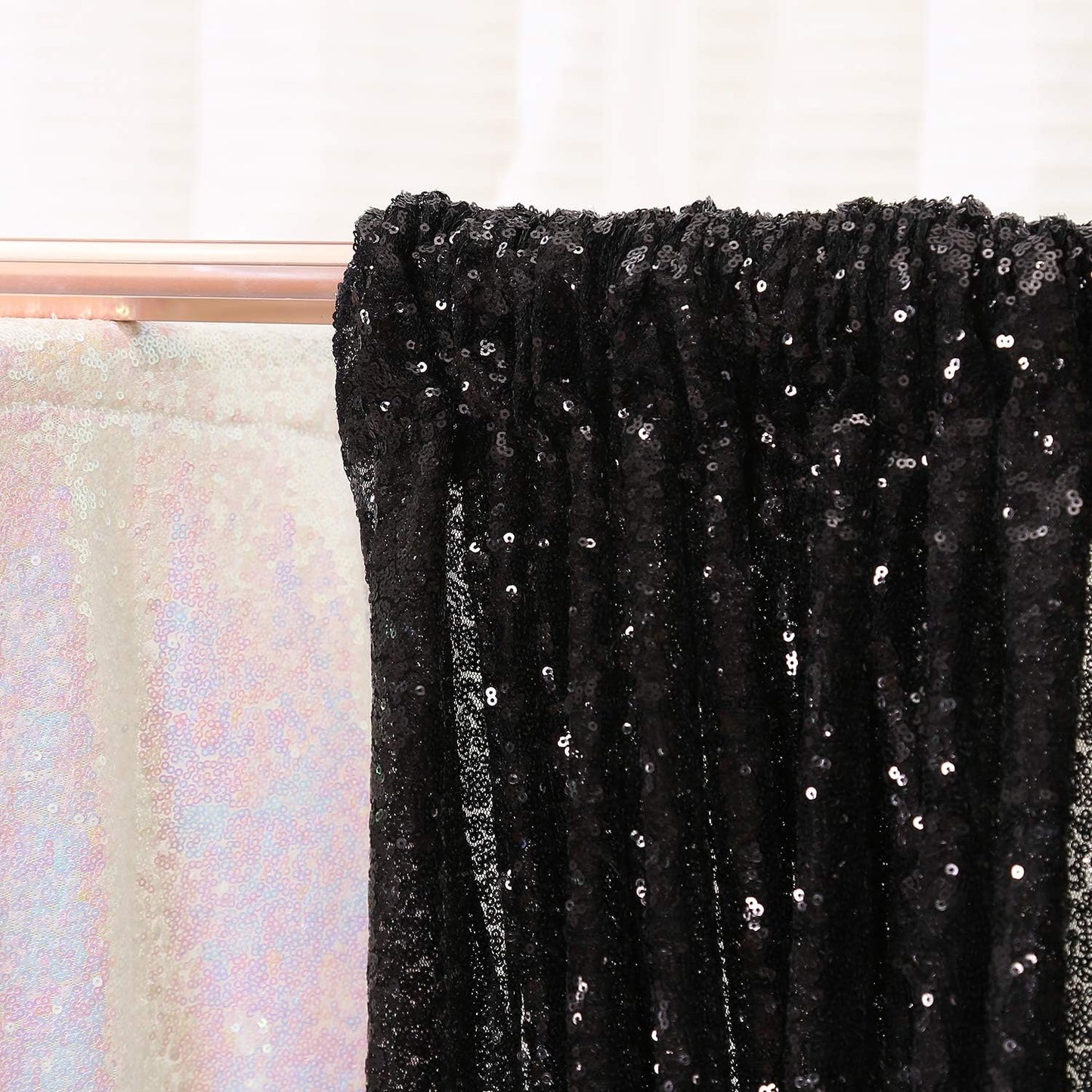 Poise3EHome Black Sequin Backdrop, 20Ft x 10Ft Glitter Photography Background Curtains for Halloween Party Wedding Birthday Christmas Thanksgiving Decoration
