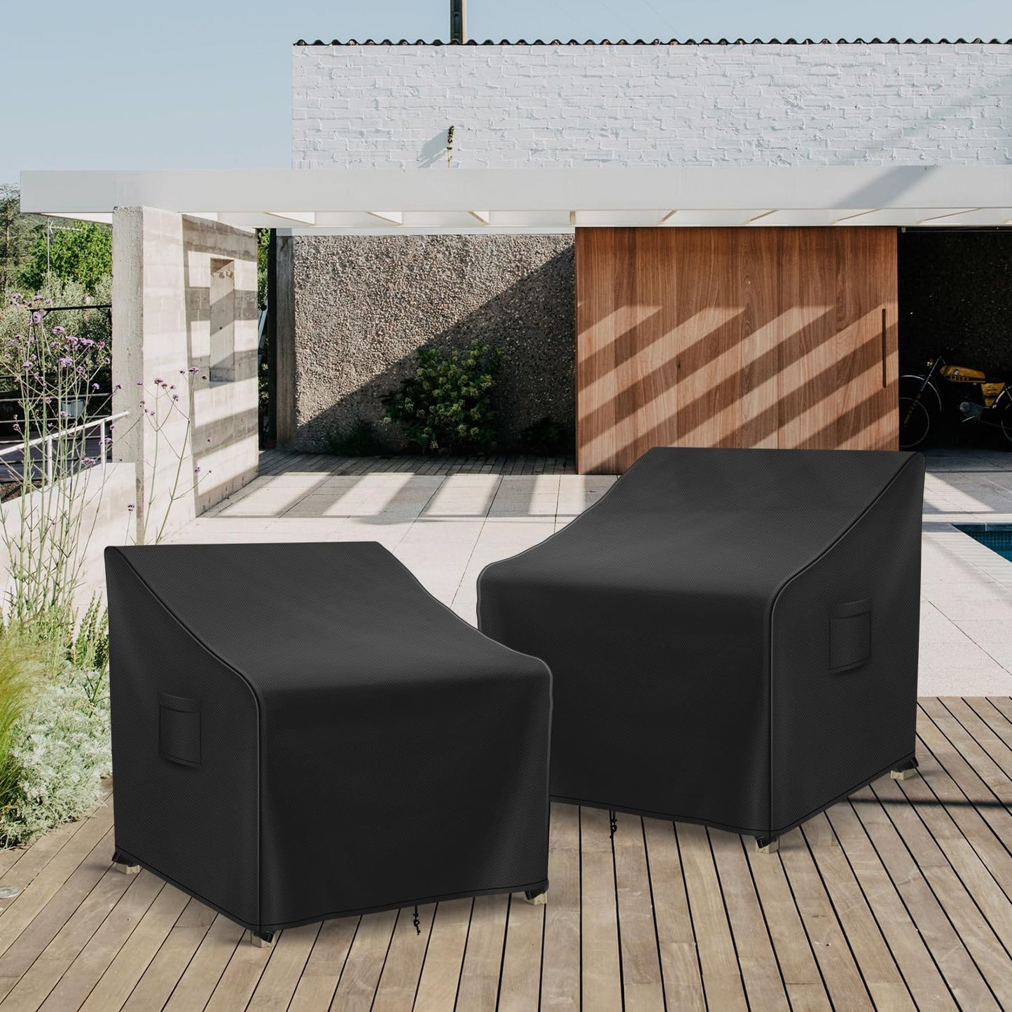 Patio Furniture Covers Waterproof for Chairs, Lawn Outdoor Chair Covers 2 Pack, Patio Chair Covers for Outdoor Furniture Fits up to 30W x 37D x 31H inches, Black
