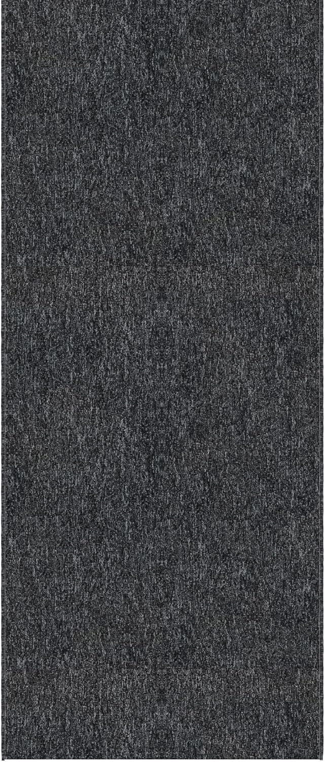 Ottomanson 2'7" x 24' Ultra-Thin Hallway Runner Rug - Durable Non-Slip Carpet for High-Traffic Areas - Fits Under Doors for Seamless Entry - Ideal for Kitchen, Entryway, Bedroom & Living Room, Black