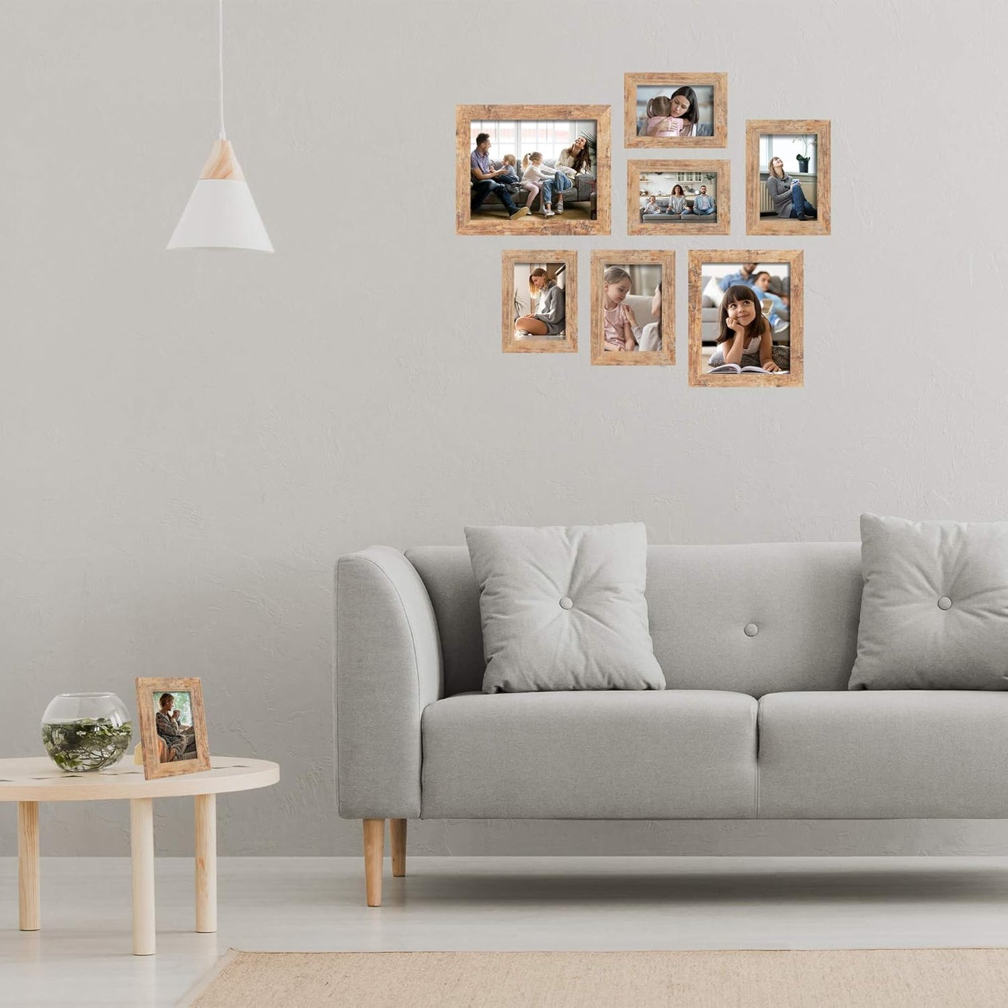 5x7 Picture Frame Set of 4, High Definition Real Glass Rustic Brown Frame, 5 x 7 Wood Photo Frames for Tabletop Display and Wall Mounting
