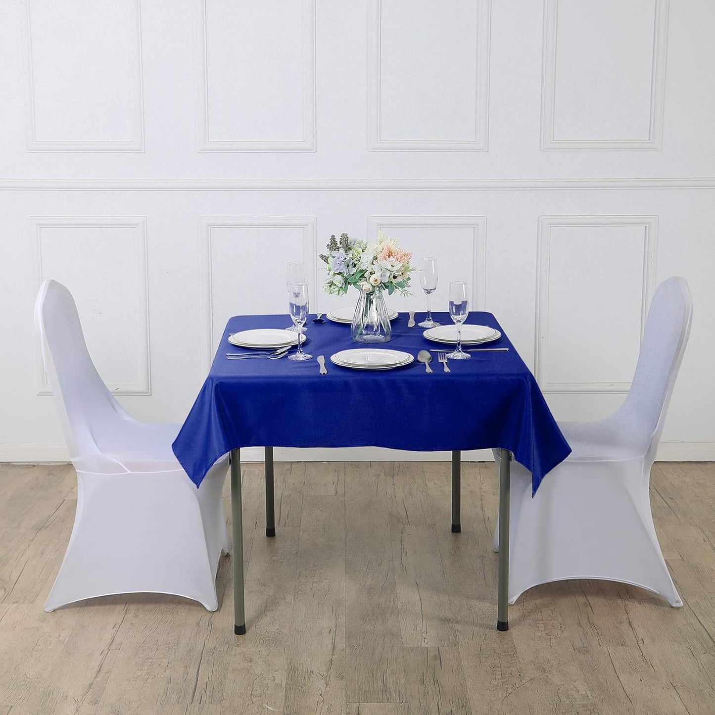 Cupuamon Square Tablecloth 70x70 inch Washable Polyester Fabric Table Cloth for Wedding Party Dining Banquet Decoration(70x70,Royal Blue)