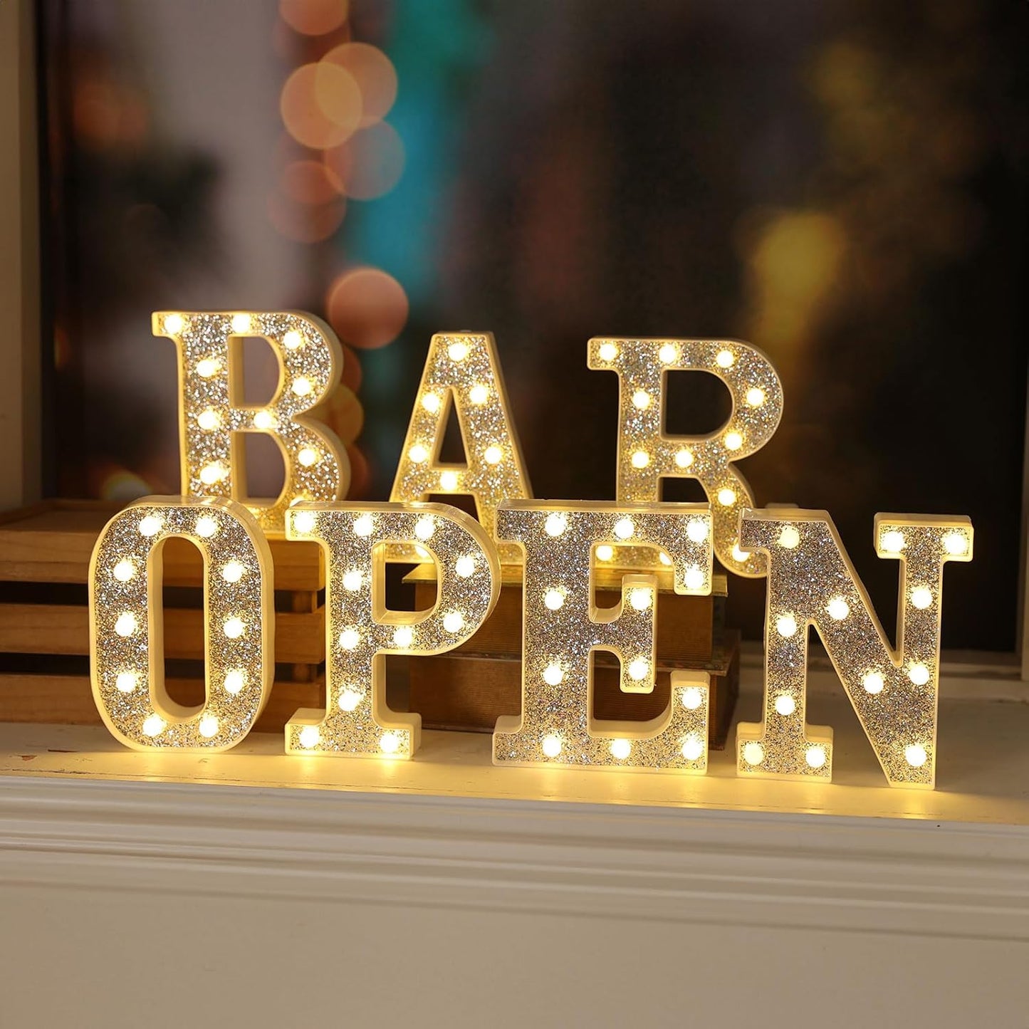 Light Up Letters - Marquee Light Signs for Table Decorations, Prom, Events & Engagement Parties - Glitter Alphabet & Number Letters, O