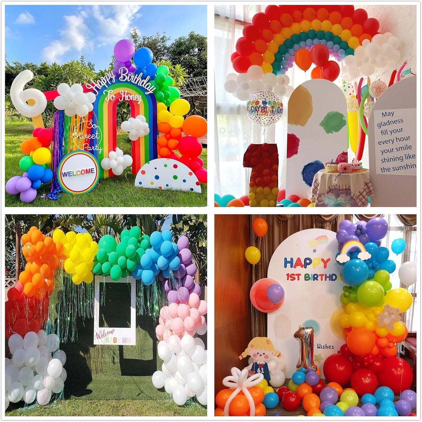 412pcs Rainbow Balloon Arch Kit Assorted Colors 18 12 10 5 Inch, Different Sizes Matte Latex Colorful Balloons for Baby Shower Birthday Wedding Party Decorations