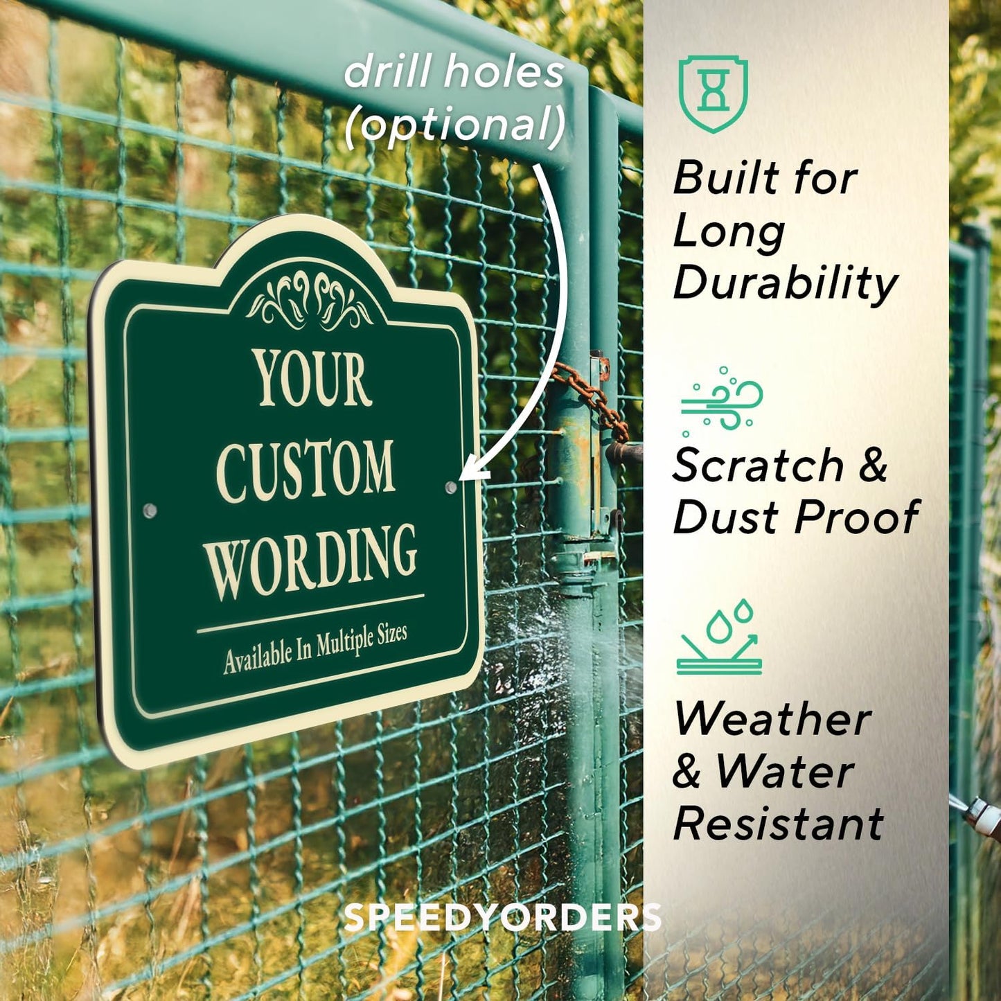 Custom Decorative Outdoor Metal Sign - Personalized Aluminum Driveway Sign, Waterproof, Made In USA - Design 1 Forest Green 42x28 In