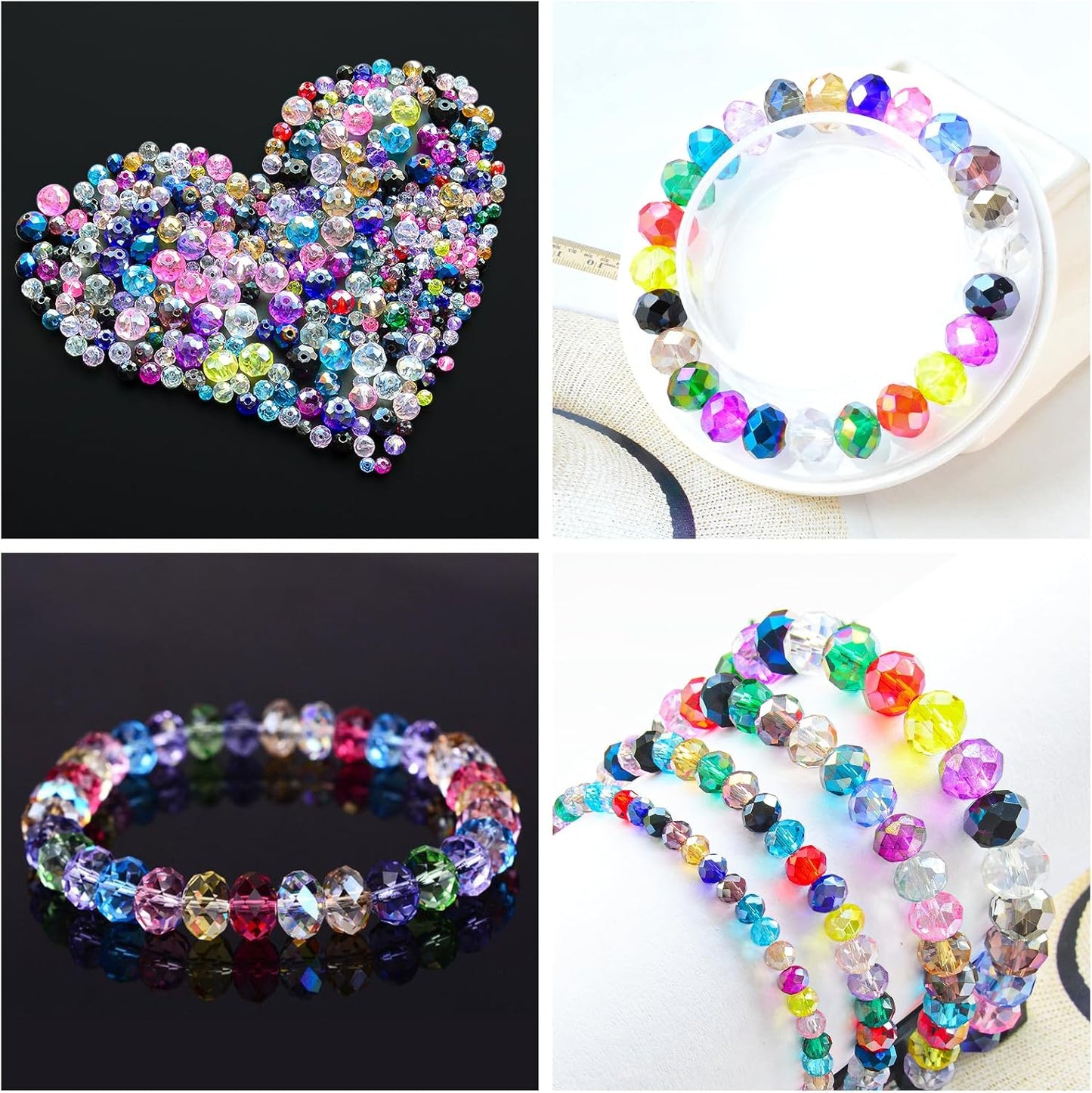 220Pcs Colors Random 10mm Crystal Glass Beads for Jewelry Making Beads for Bracelets Necklace Pendants Making Supplies(Mixed Colors)