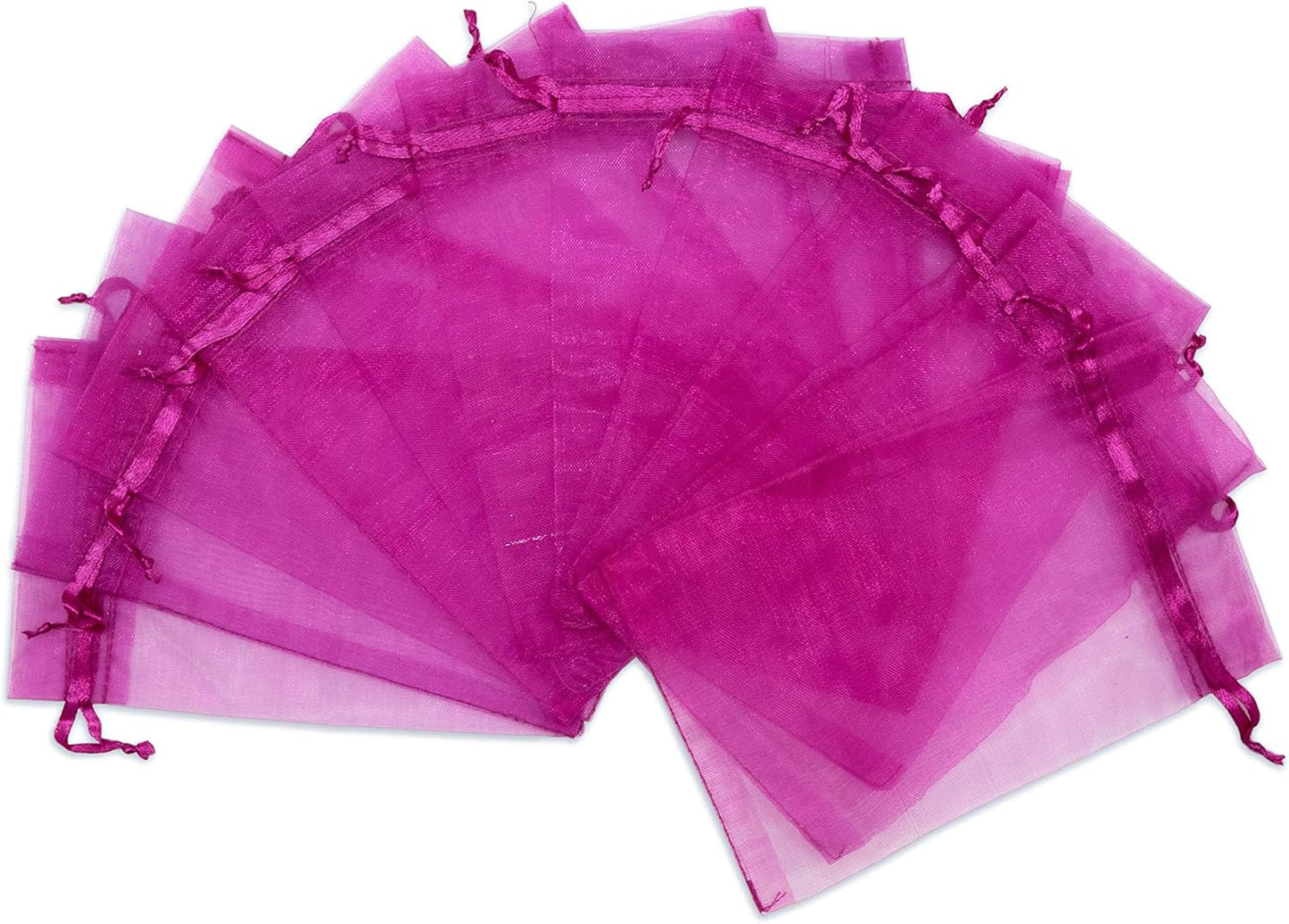 TheDisplayGuys 48-Pack 4x6 Hot Pink Sheer Organza Gift Bags with Drawstring, Jewelry Candy Treat Wedding Party Favors Mesh Pouch