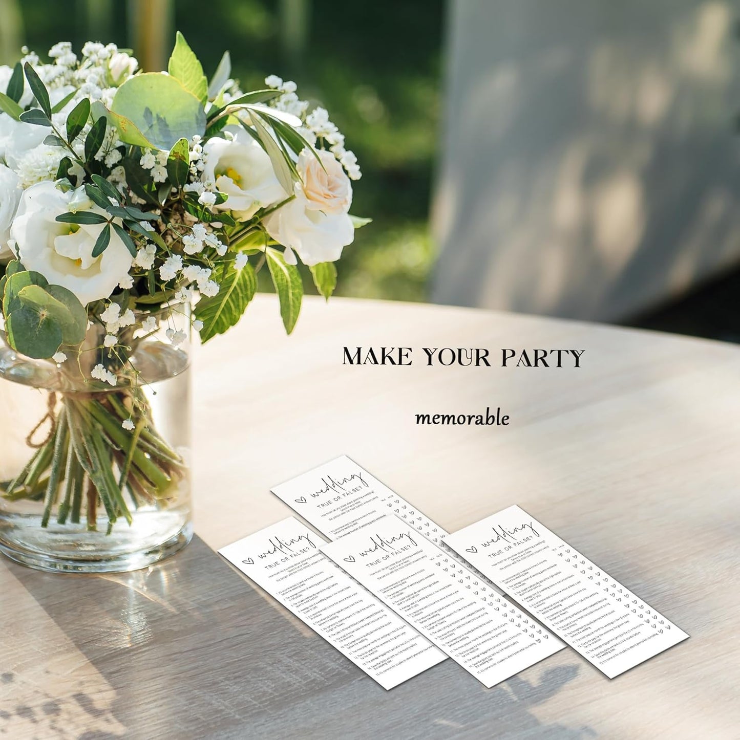 Bridal Shower Games, True or False, 25Pcs 4x9inch Minimalist White Double-Sided Bridal Game Cards with 1 Answer Key, Wedding Shower Games for Guests, Engagement Bachelorette Party Supplies - A07