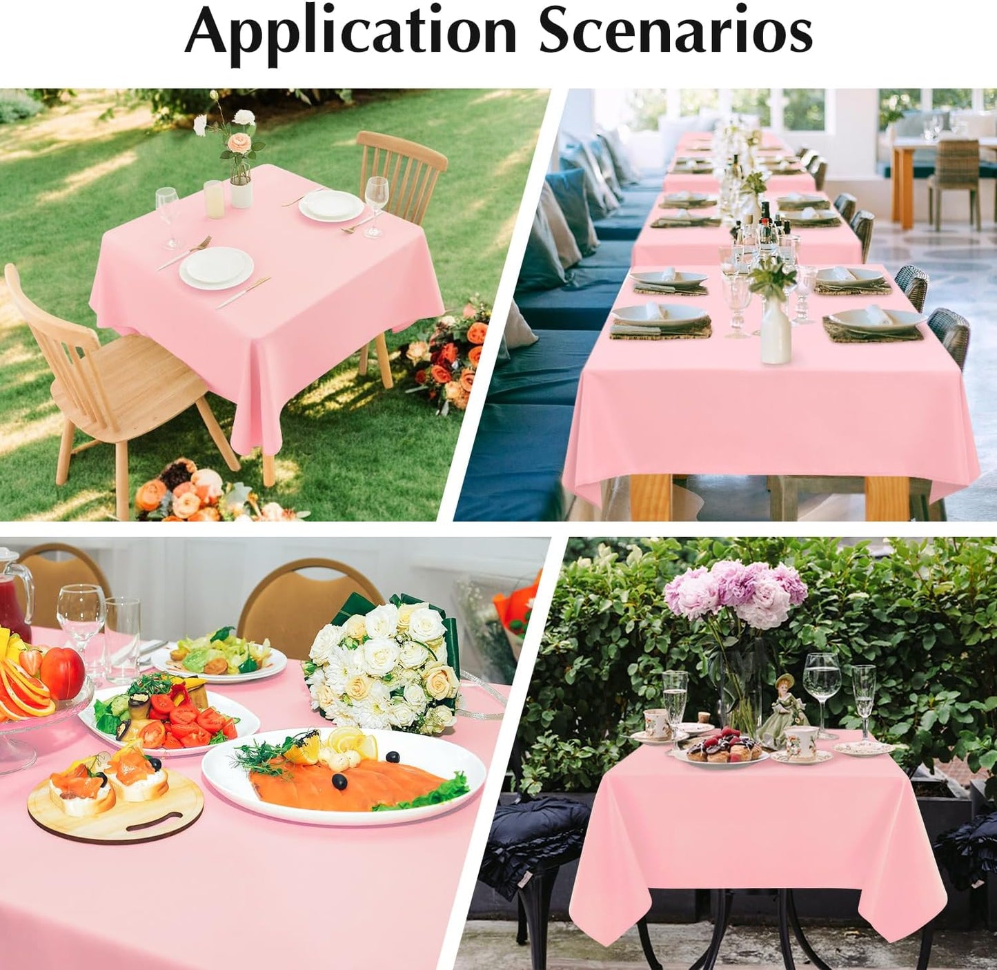 2 Pack Small Square Table Cloth 36X36 Inch Pink Tablecloth Washable Polyester Solid Tables Cover for Night Stand End Table Side Tables Outdoor Indoor