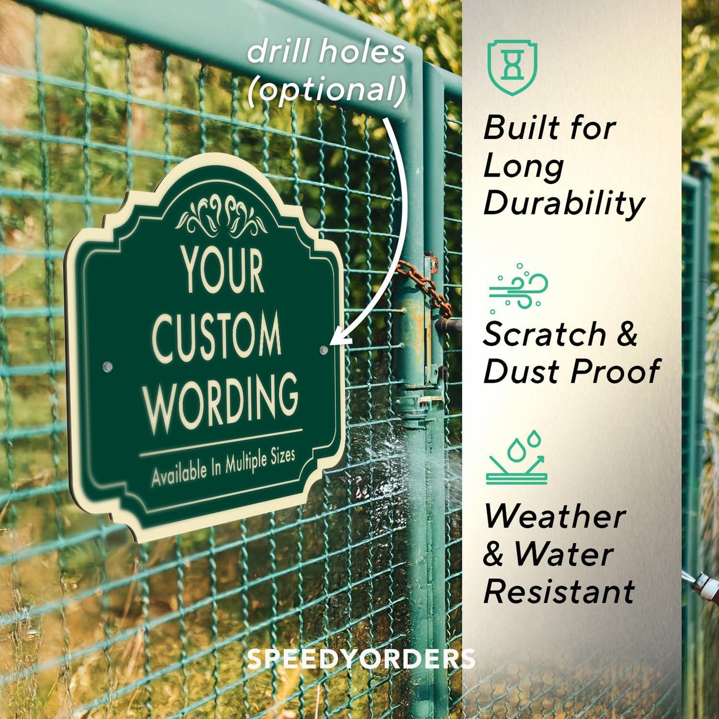 Custom Decorative Outdoor Metal Sign, Personalized Aluminum, Customized Driveway, Waterproof Made in USA - Design 2, Forest Green 18x12 In