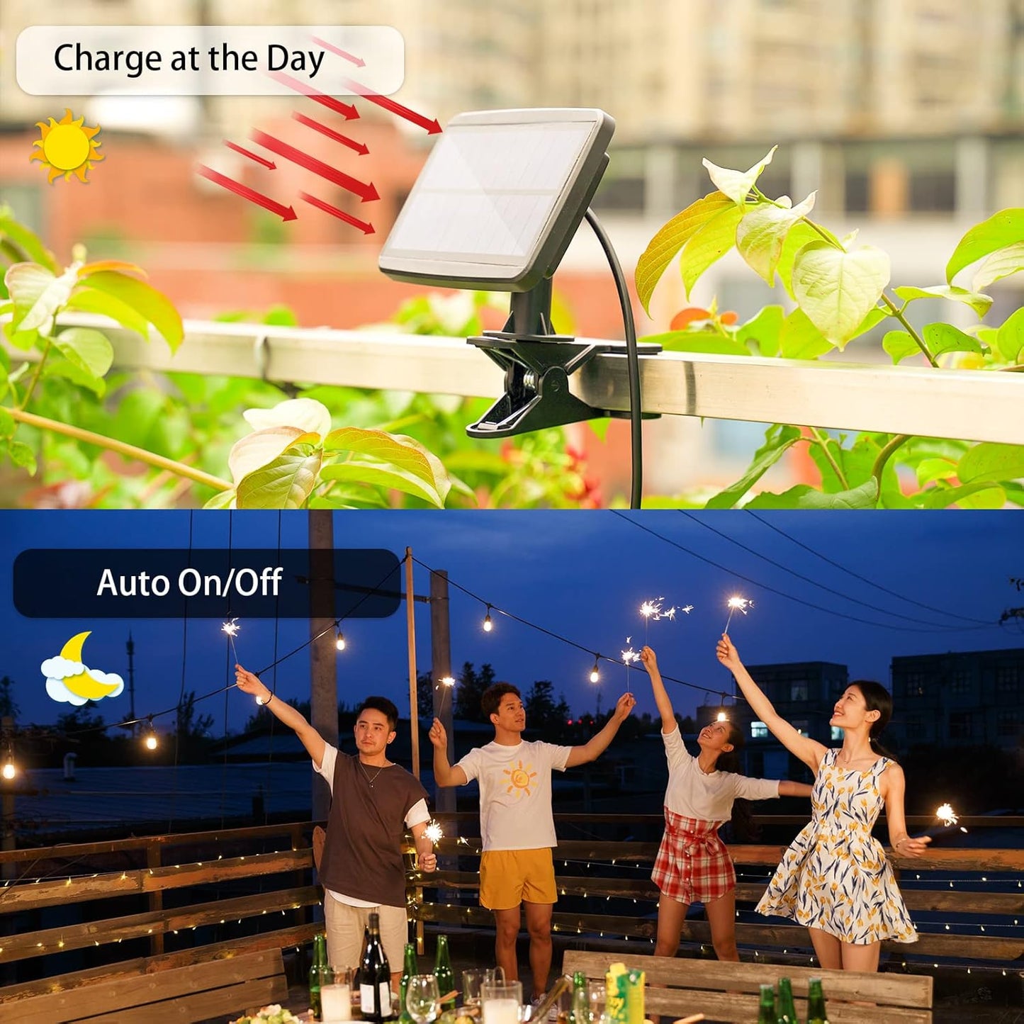 27FT Solar String Lights Outdoor with Remote, Dimmable Waterproof Solar Powered Patio Lights for Garden, Backyard, Camping, Party Shatterproof LED Edison Bulbs & Color Changing.