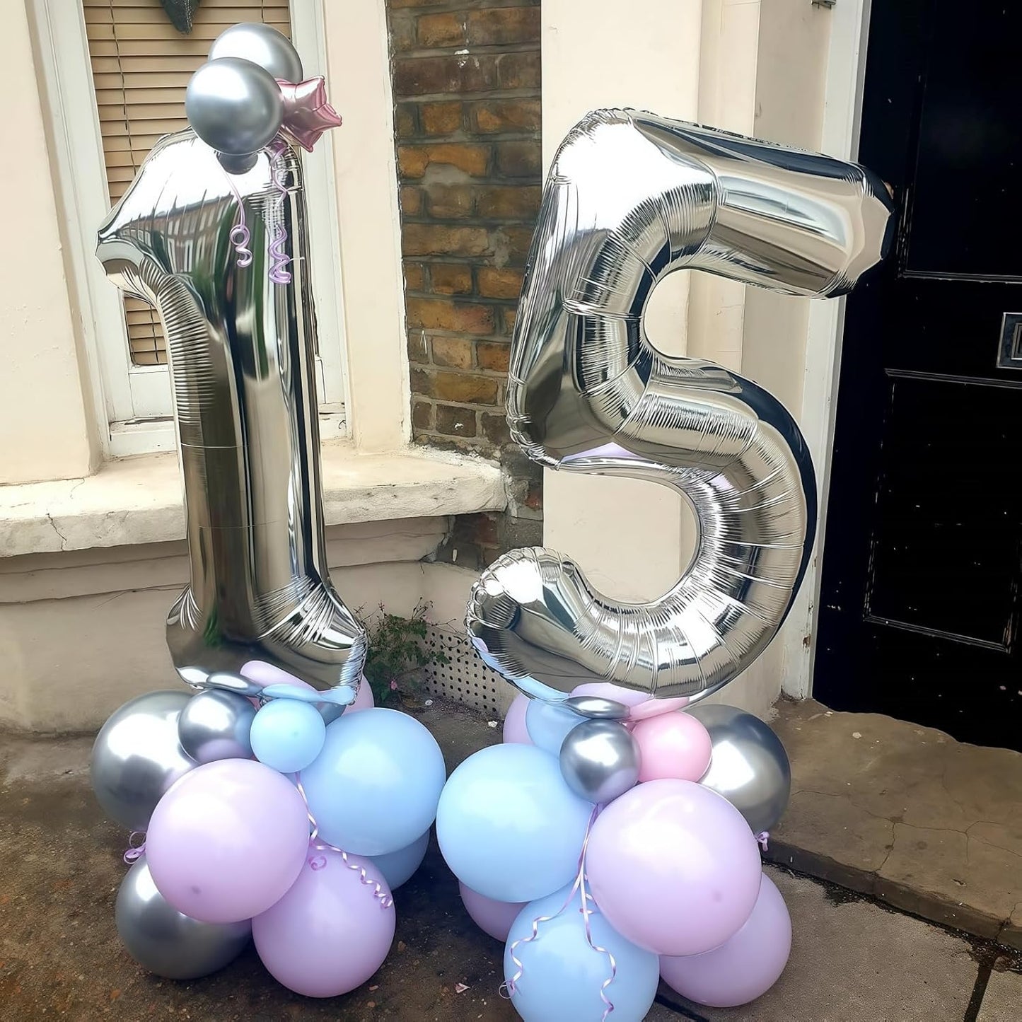 Silver 50 Balloons Number, 40 Inch Helium Foil Number 5 & 0 Balloons for 50th Birthday Decorations, Large Self Inflating Mylar 50 Balloon for Women Men Birthday Party Anniversary Decor Supplies