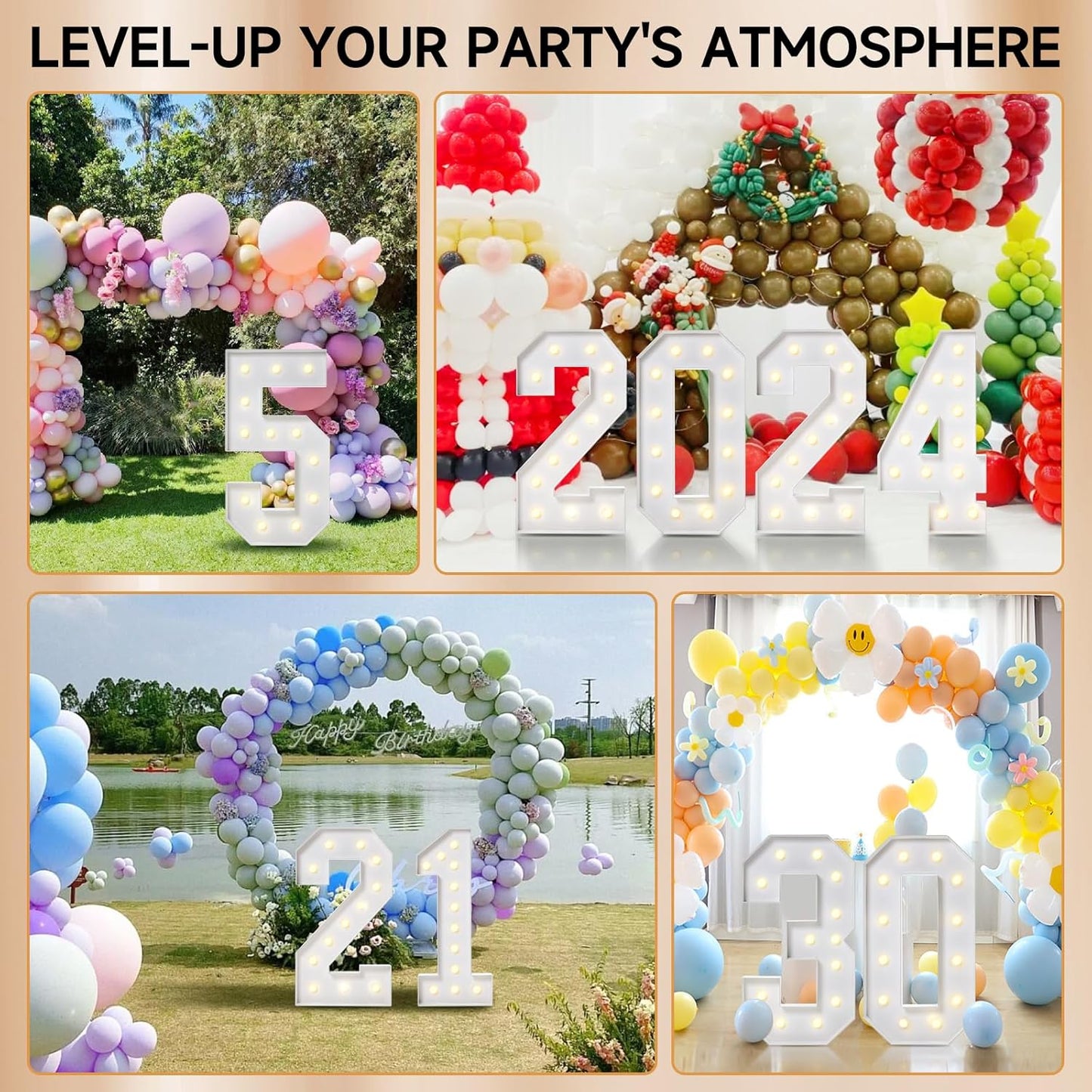 4FT Marquee Numbers, Large Light Up Numbers 1 for 1st 15th 16th Birthday Party Decorations, Giant Light Up Number for Baby Shower Anniversary Decor, 4 Feet Number 1 w/Lights DIY Kit