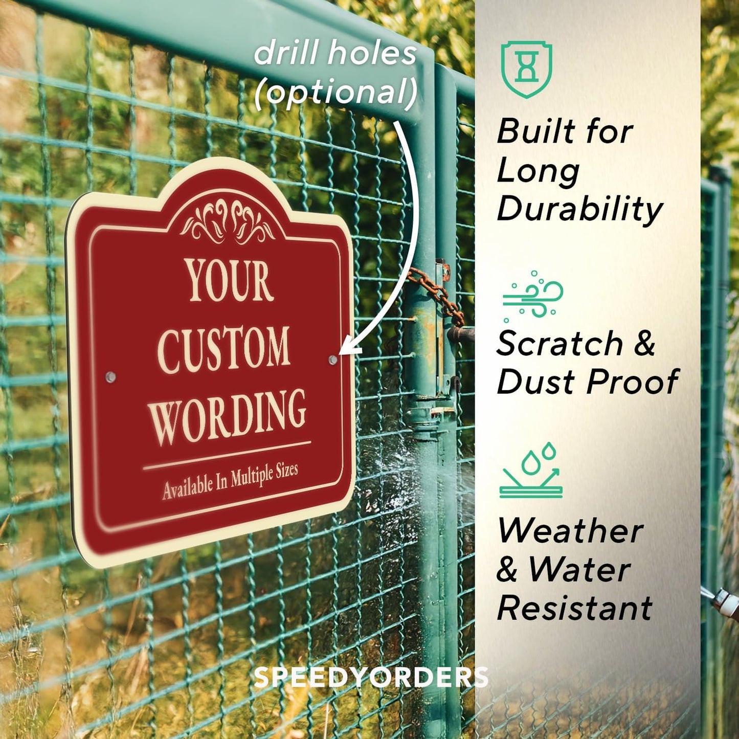 Custom Decorative Outdoor Metal Signs, Personalized Aluminum, Customized Driveway Signs, Waterproof Made In USA, Design 1 Red Brick 24x18 In