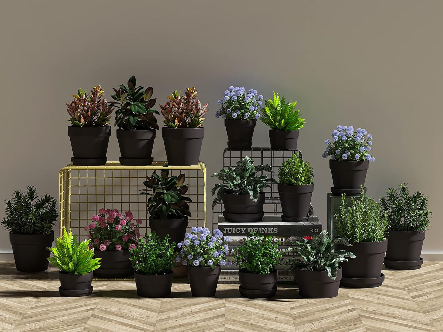 54 Pcs Small Mini Black Clay Pots 2.1'' Terracotta Pot Clay Ceramic Pottery Planter Cactus Flower Pots Succulent Nursery Pots- Great for Window Boxes, Cactus, Plants, Crafts, Wedding Favors