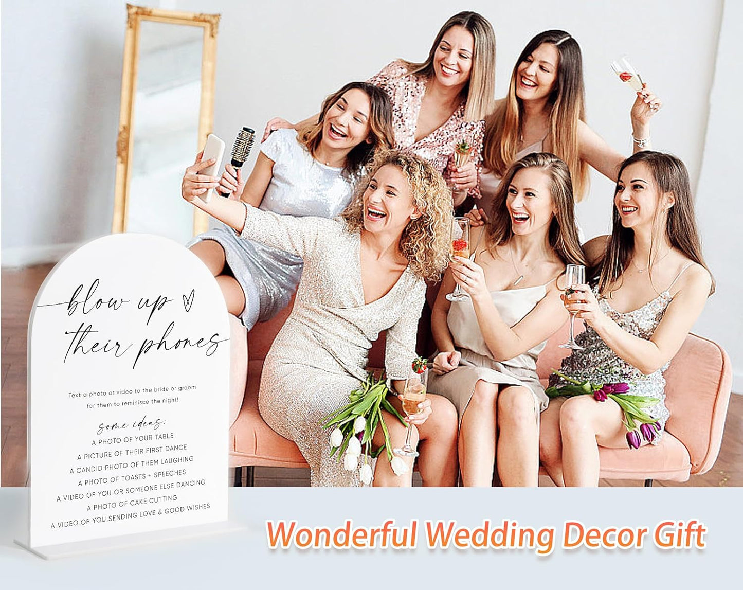 Blow Up Their Phones Sign, White Arch Acrylic Wedding Sign, I Spy Wedding Game, Bridal Shower Decor, Engagement Party Decor, Centerpiece Table Decorations Party for Bride and Groom-22