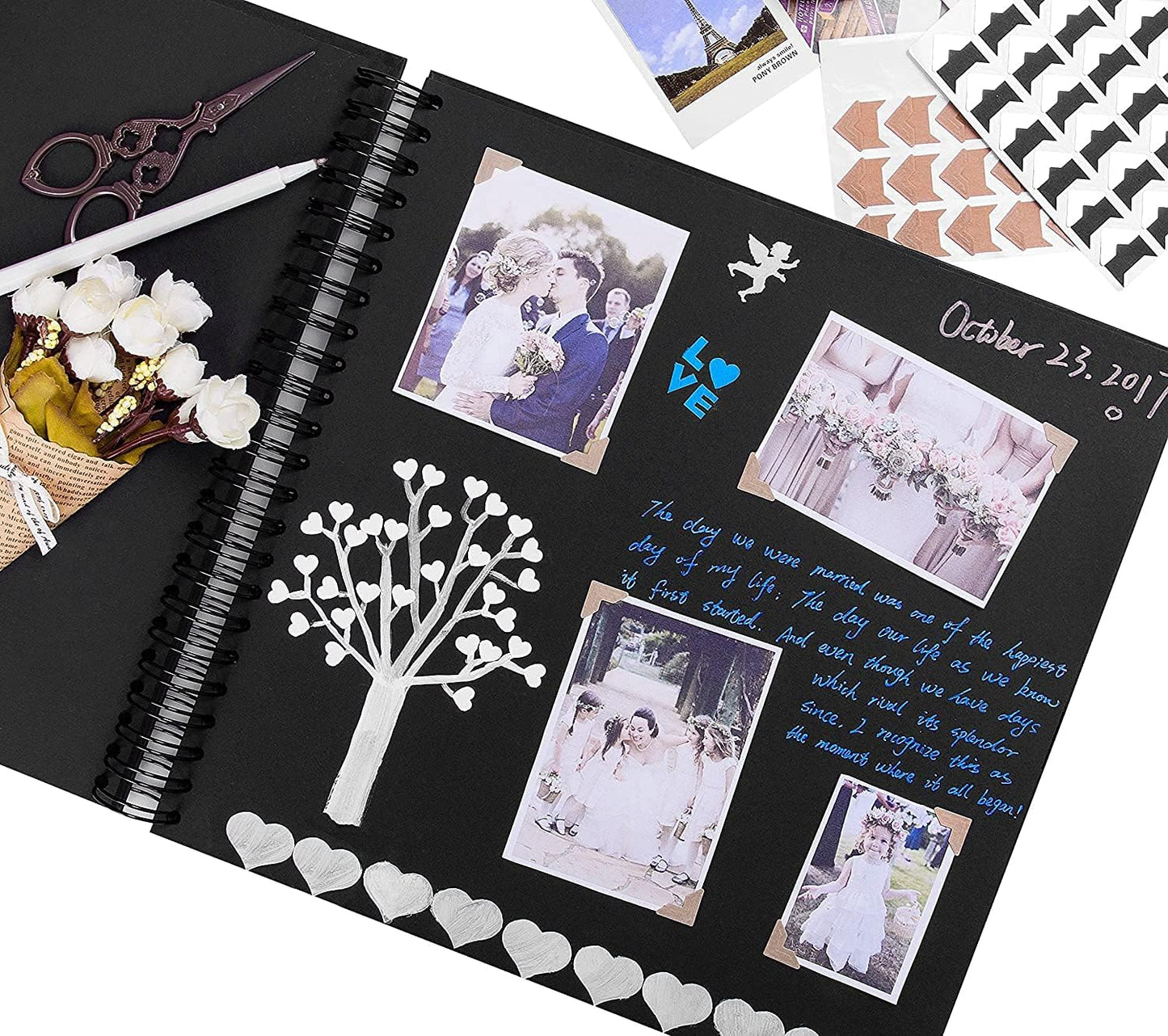 INNOCHEER Photo Album - Self Adhesive 80 Black Pages, Large Scrapbook Wedding Guest Book for DIY Anniversary Travel Memory Scrapbooking (Black 12 x 12)