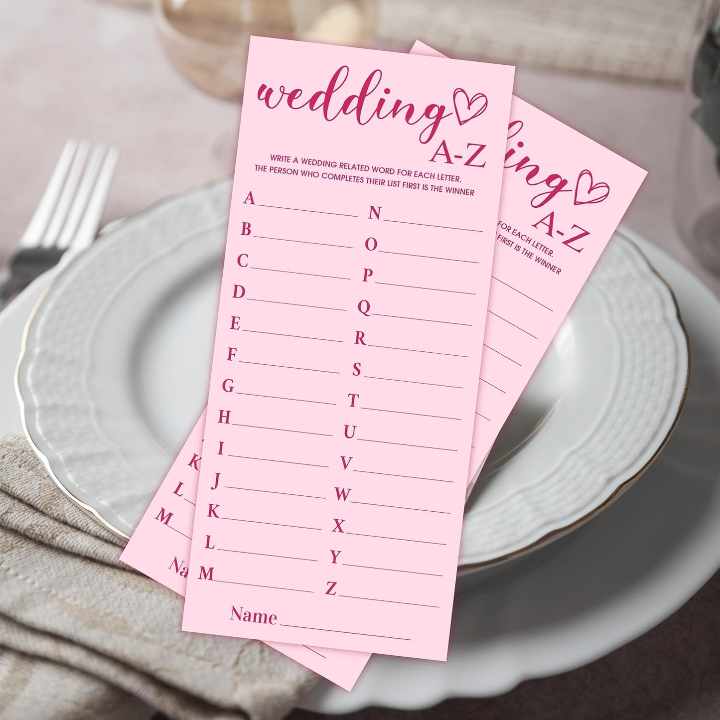 4x9 Inch Wedding Party Games, Bridal Shower Cards, 25 Pink Bridal Shower Games for Wedding Reception, Bachelorette, Engagement Party, Minimalist Guest Interaction Activity Cards-A11