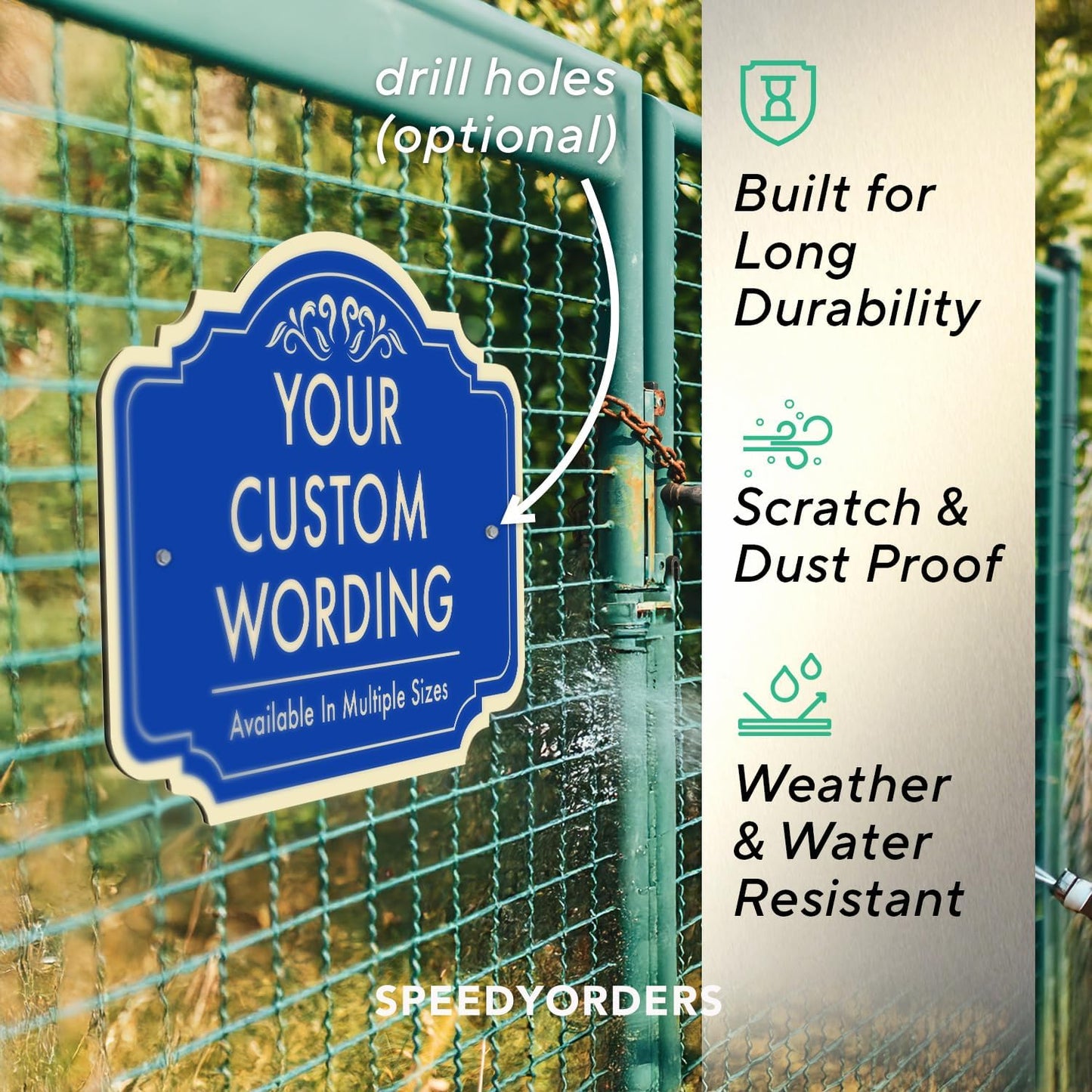 Personalized Custom Decorative Outdoor Metal Signs, Aluminum, Waterproof, Design 2 Blue Steel 10x7 In
