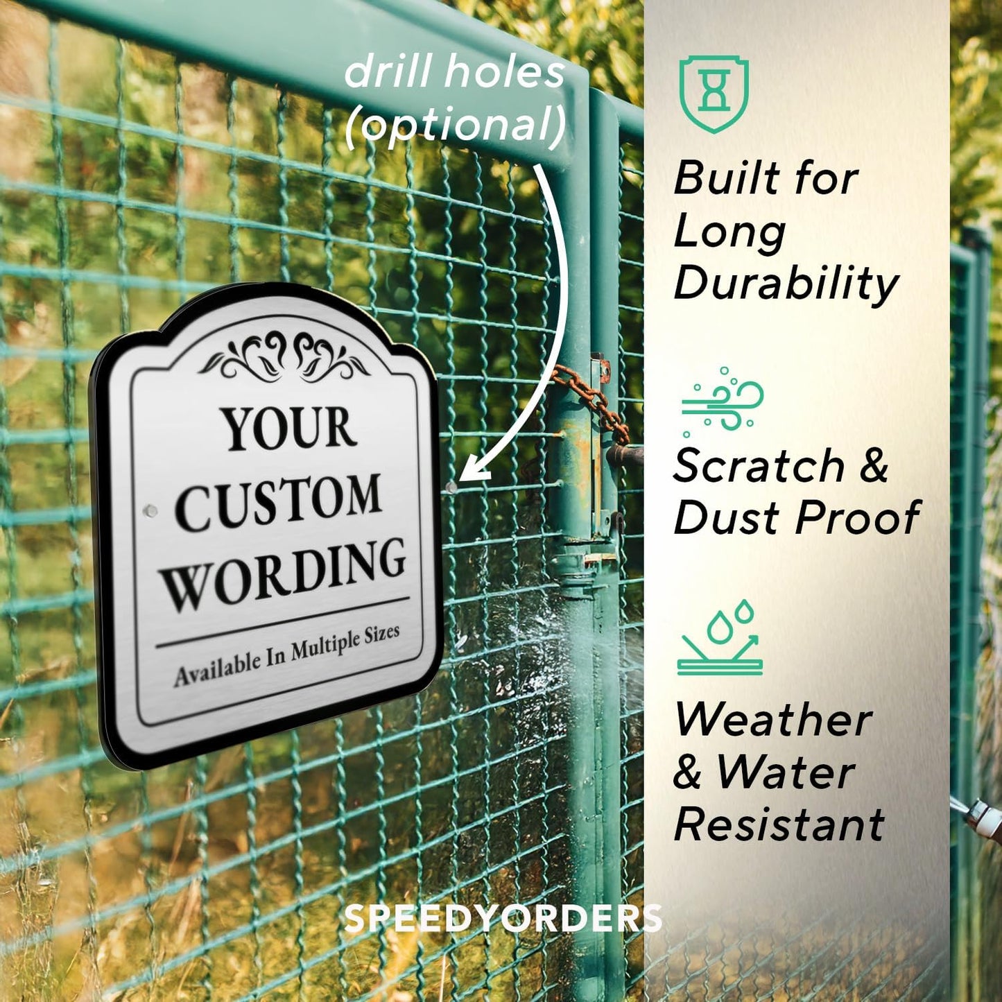 Custom Decorative Outdoor Metal Sign - Personalized Aluminum Driveway Sign, Waterproof, Made in USA - Design 1 Metallic Silver 8x8 In