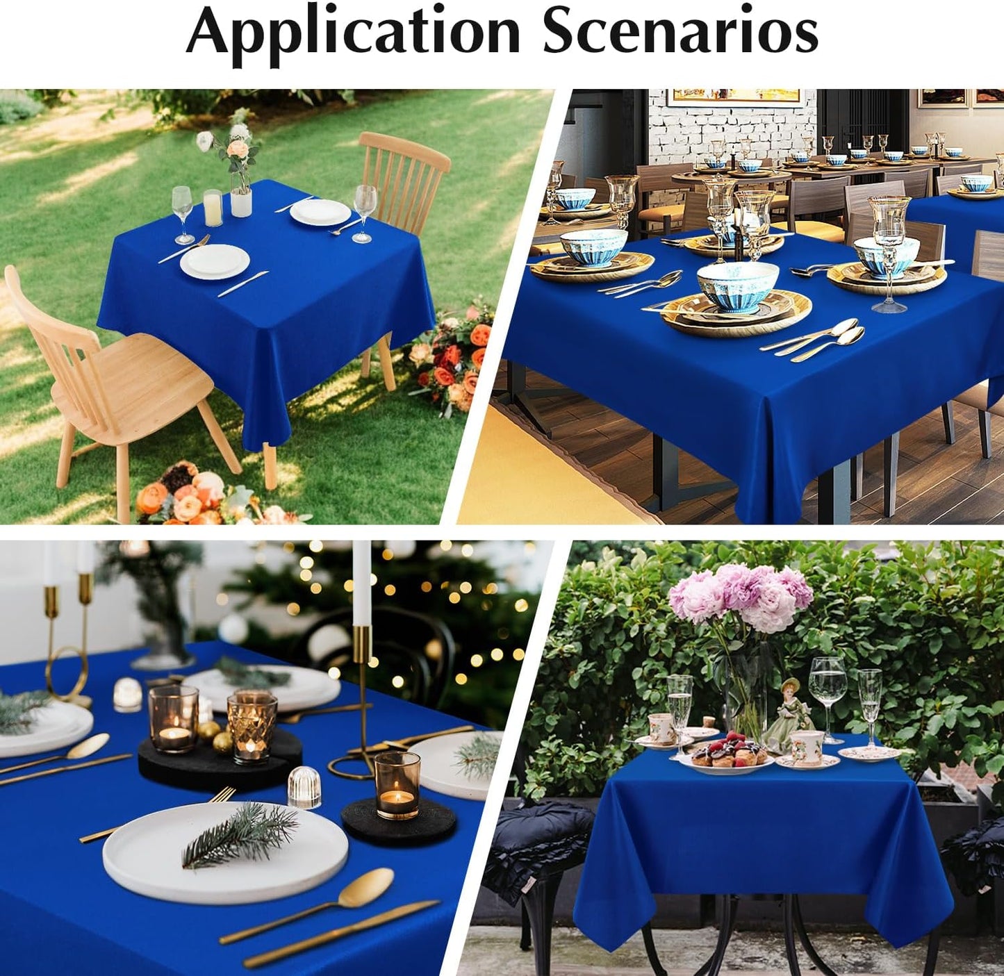 2 Pack Small Square Table Cloth 36X36 Inch Royal Blue Tablecloth Washable Polyester Solid Table Cover for Night Stand End Table Side Table Outdoor Indoor