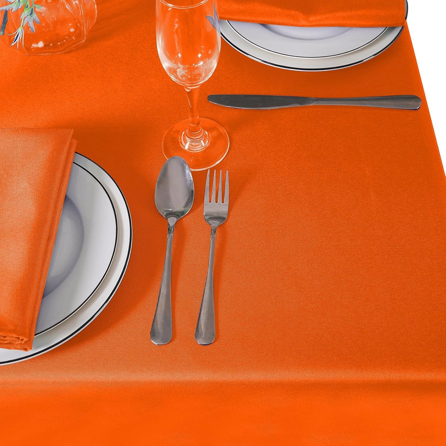 108 inch Round Tablecloth Washable Polyester Table Cloth Decorative Table Cover for Wedding Party Dining Banquet(108 inch,Orange)