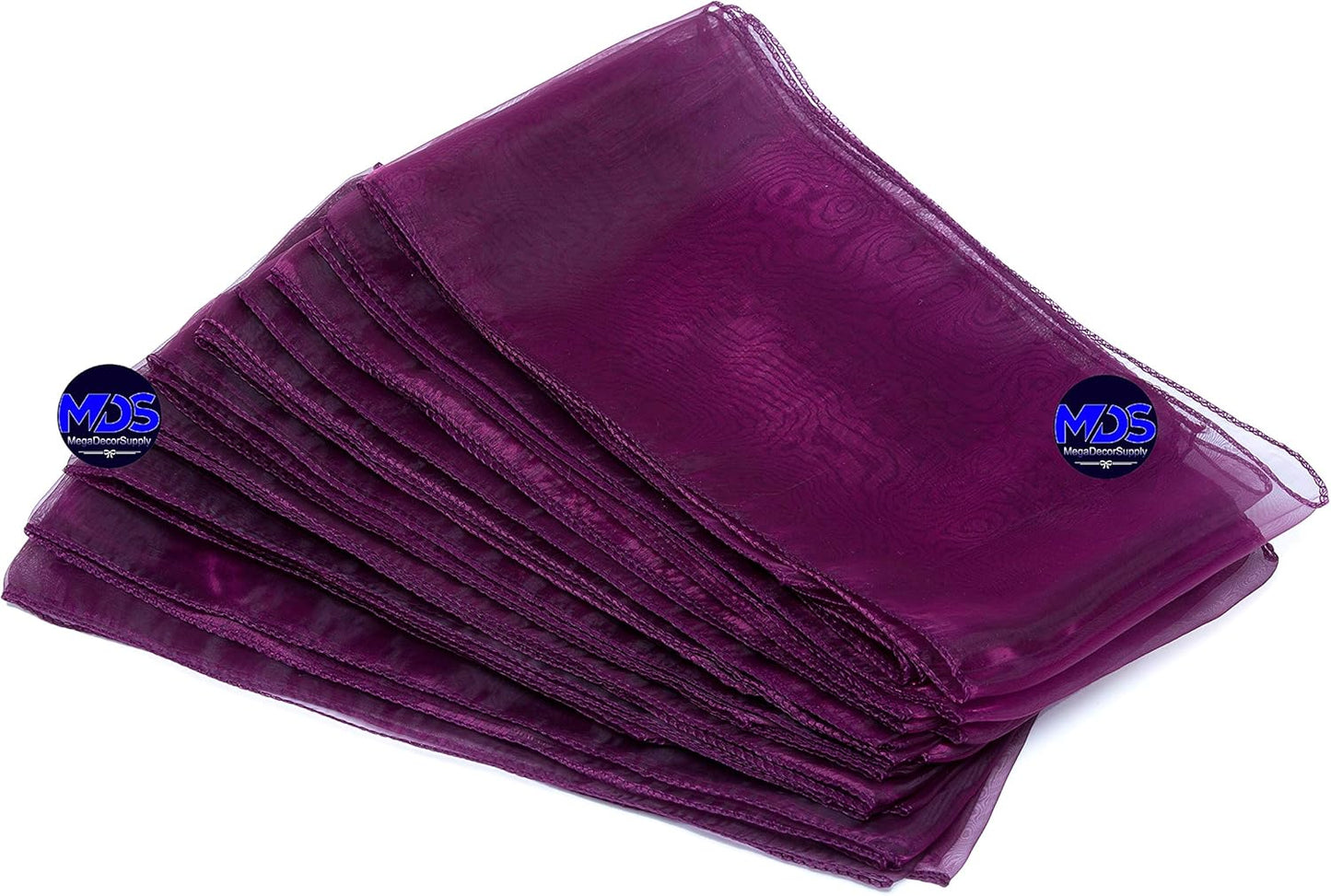 MDS Pack of 200 PCS Organza Chair Sashes Wider Dining Chair Bows Ribbon Tie Back for Wedding Party Birthday Bridal Shower Reception Event Banquet Home Chair Cover Decoration - Eggplant