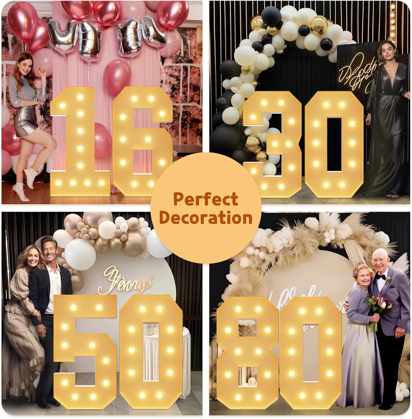 imprsv 4FT Light Up Numbers, Marquee Numbers 21st Birthday Decorations for Her Him, Large Light Up Numbers 21st Birthday Women Foam Board Anniversary Party Decorations Arch Kit (DIY)