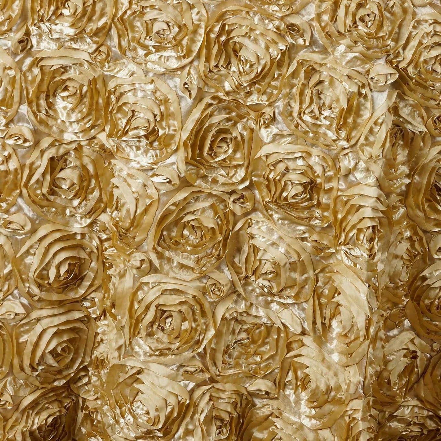 Efavormart 132" Wholesale Round Table Cover Champagne Grandiose Rosette 3D Satin Tablecloth for Wedding Party Event Decoration