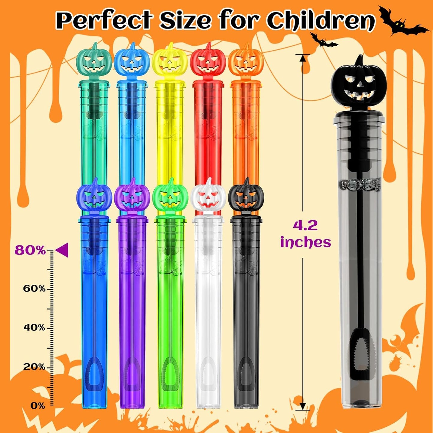 SpringFlower 300 PCS Halloween Bubble Wands, Party Favor Mini Bubble Wands Halloween Gifts Kids Goodie Bag Stuffers for Trick or Treat