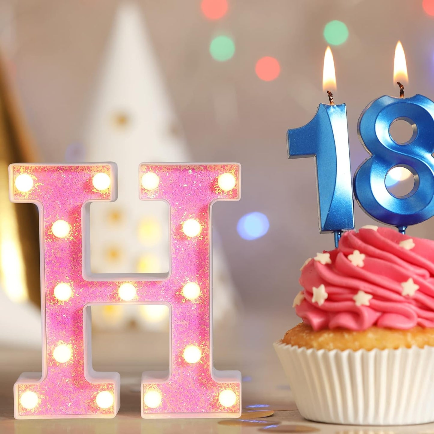 Foaky Pink Light up Letters,Pink Party Decorations,Girls Room Decor,Glitter Light Up Letters,Alphabet Letter Sign for Night Light Birthday Party Girls Gifts, Home Bar Decoration(Q)