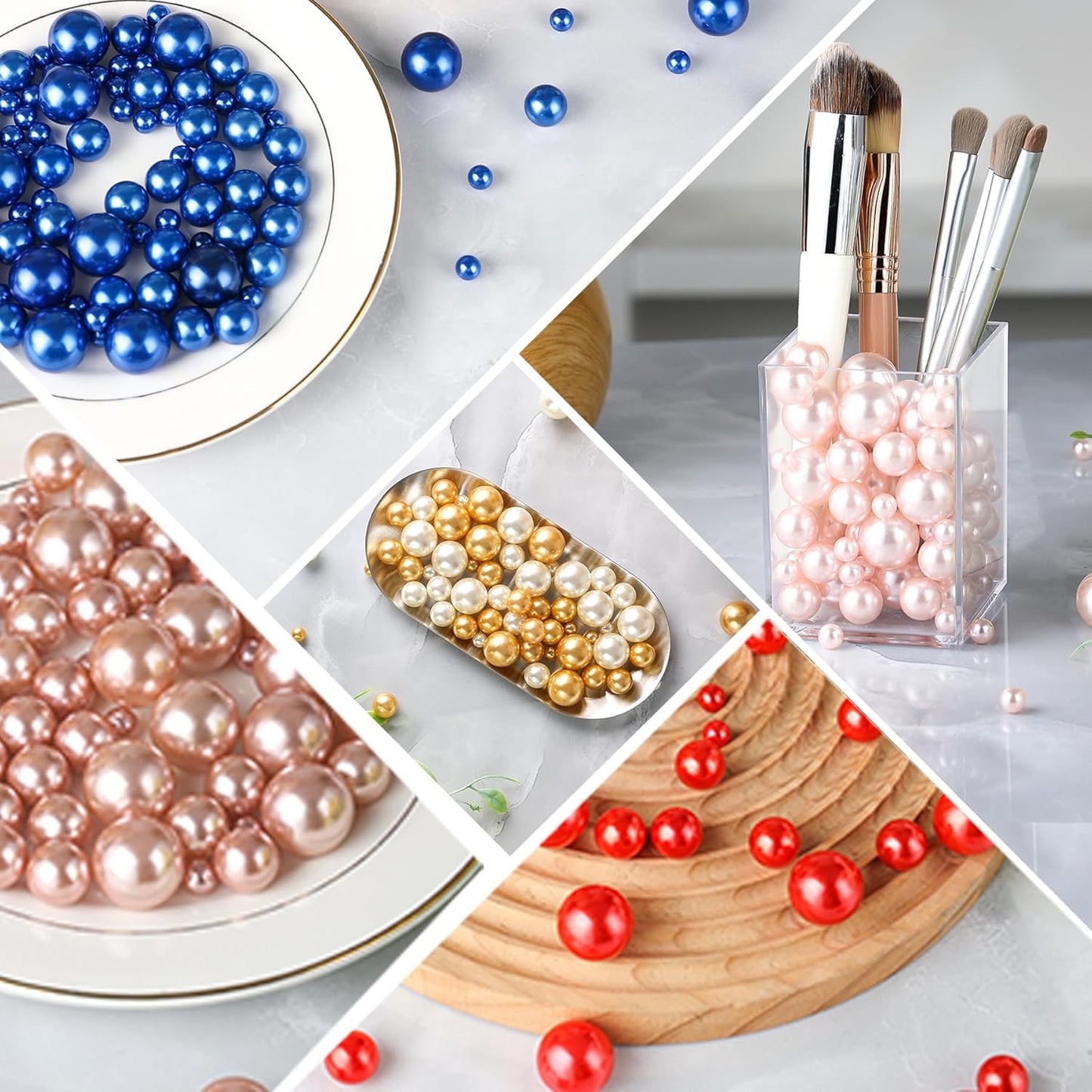 260Pcs Pumpkin Glossy Beads for Centerpiece Decor, Artifical Pearls Pumpkin Vase Filler, No Hole Round Pearl Beads for Wedding Birthday Halloween Party Home Decor(18mm 14mm 6mm)