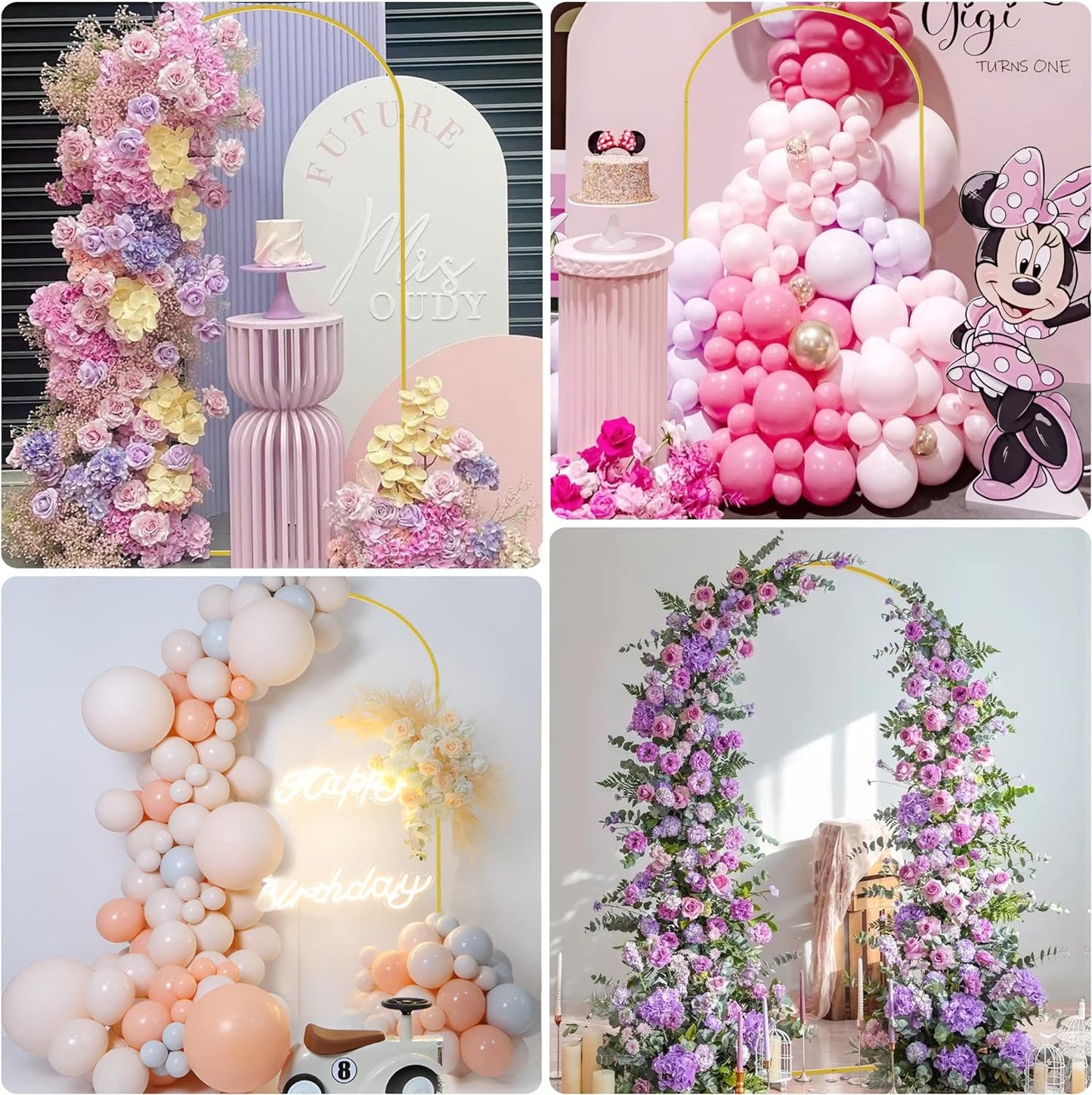 Wokceer 7.2 FT Wedding Arch Backdrop Stand, Gold Metal Arch Backdrop Stand for Wedding Ceremony Birthday Party Bridal Baby Shower Photo Booth Garden Floral Balloon Arches Decoration