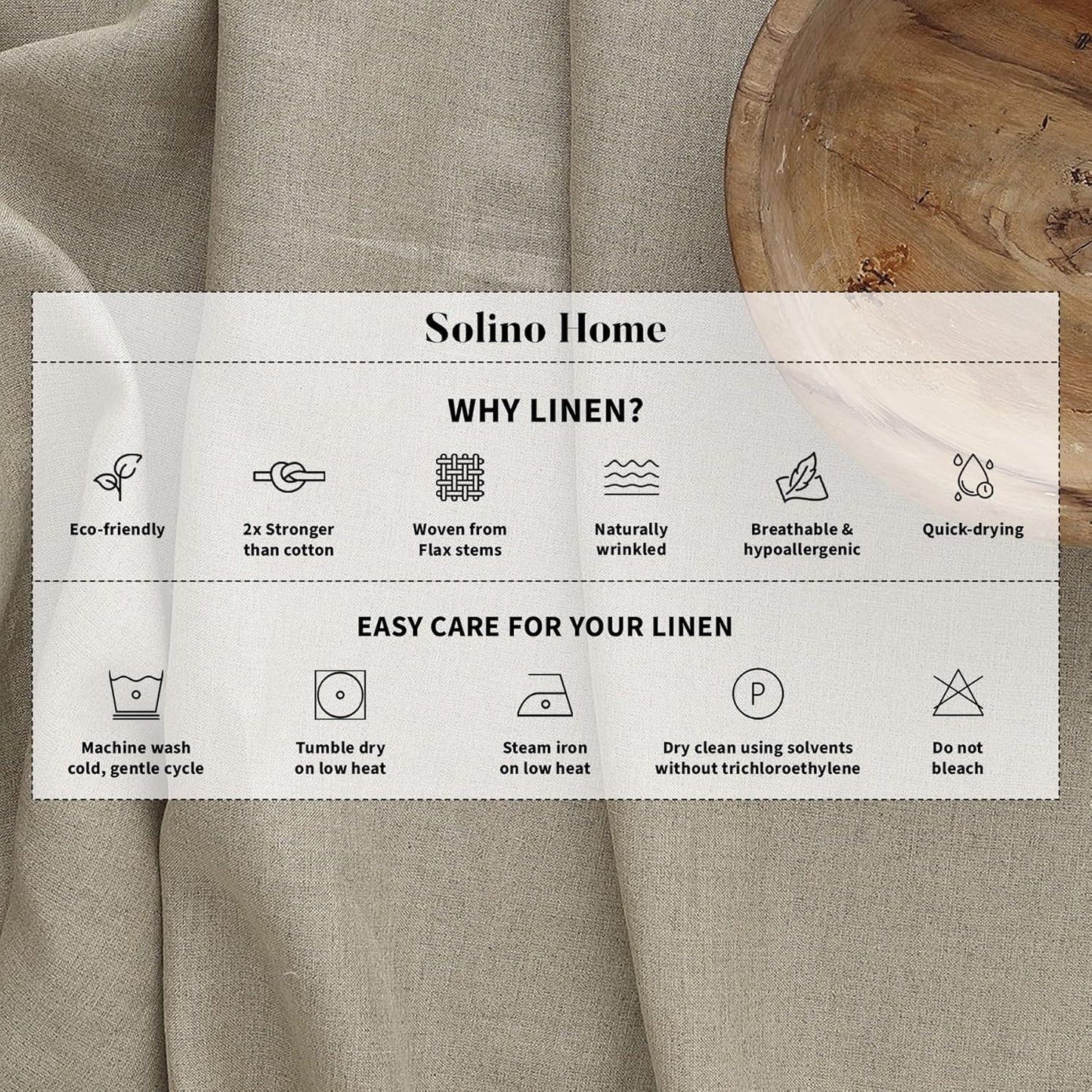 Solino Home Linen Tablecloth for Rectangle Tables 60 x 120 Inch - Classic Hemstitch 100% Pure Linen Light Green Table Cloth - Machine Washable Cloth Tablecloth