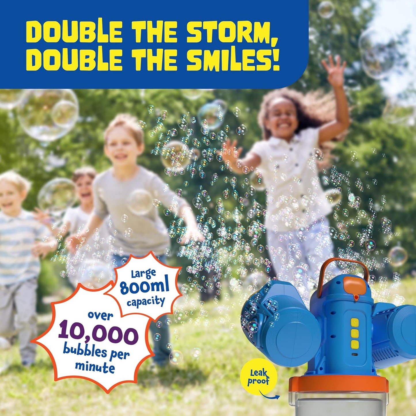Croove Rechargeable Bubble Machine for Kids, 180° Rotation 10,000+ Big Bubbles Per Minute, Boy Birthday Gift, Outdoor Toys Games & Activities, Gifts for Toddlers, Boys & Girls Age 3,4,5,6,8+ Year Old