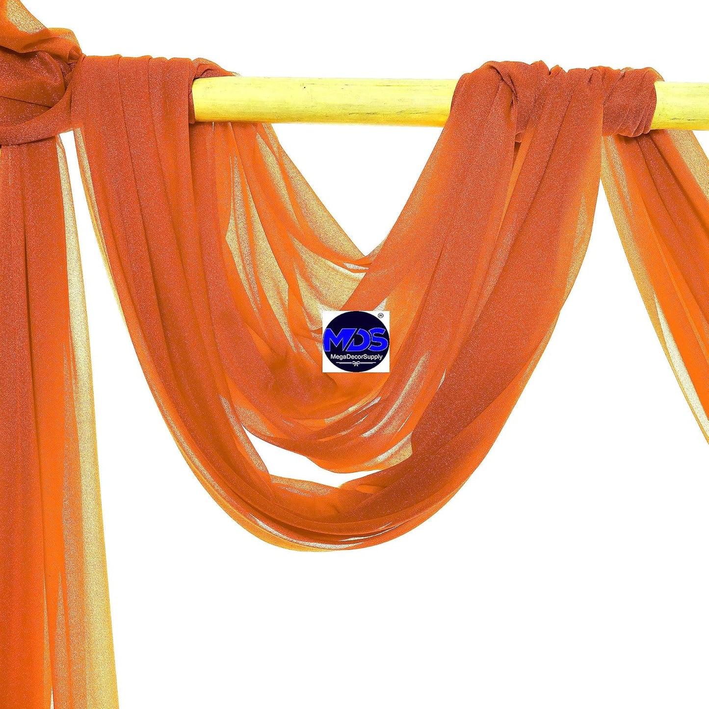 MDS Halloween Chiffon Draping Fabric - 2 Panel, 30" Wide x 30ft Long - Sheer Spooky Arbor & Canopy Drapery for Haunted House Backdrops, Party Ceilings, DIY Costumes & Themed Events - Orange
