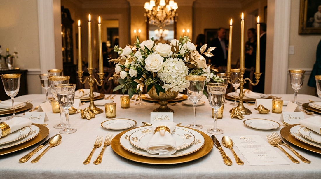 The Art of the Table: Pairing Pearl White Linens with Gold Accents