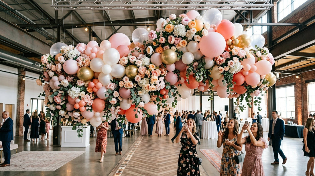 Creating a "Floral Cloud" Installation Using Faux Peonies and Balloons