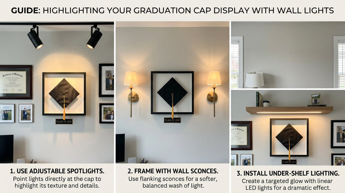 How to Use Wall Lights to Highlight Your Graduation Cap Display